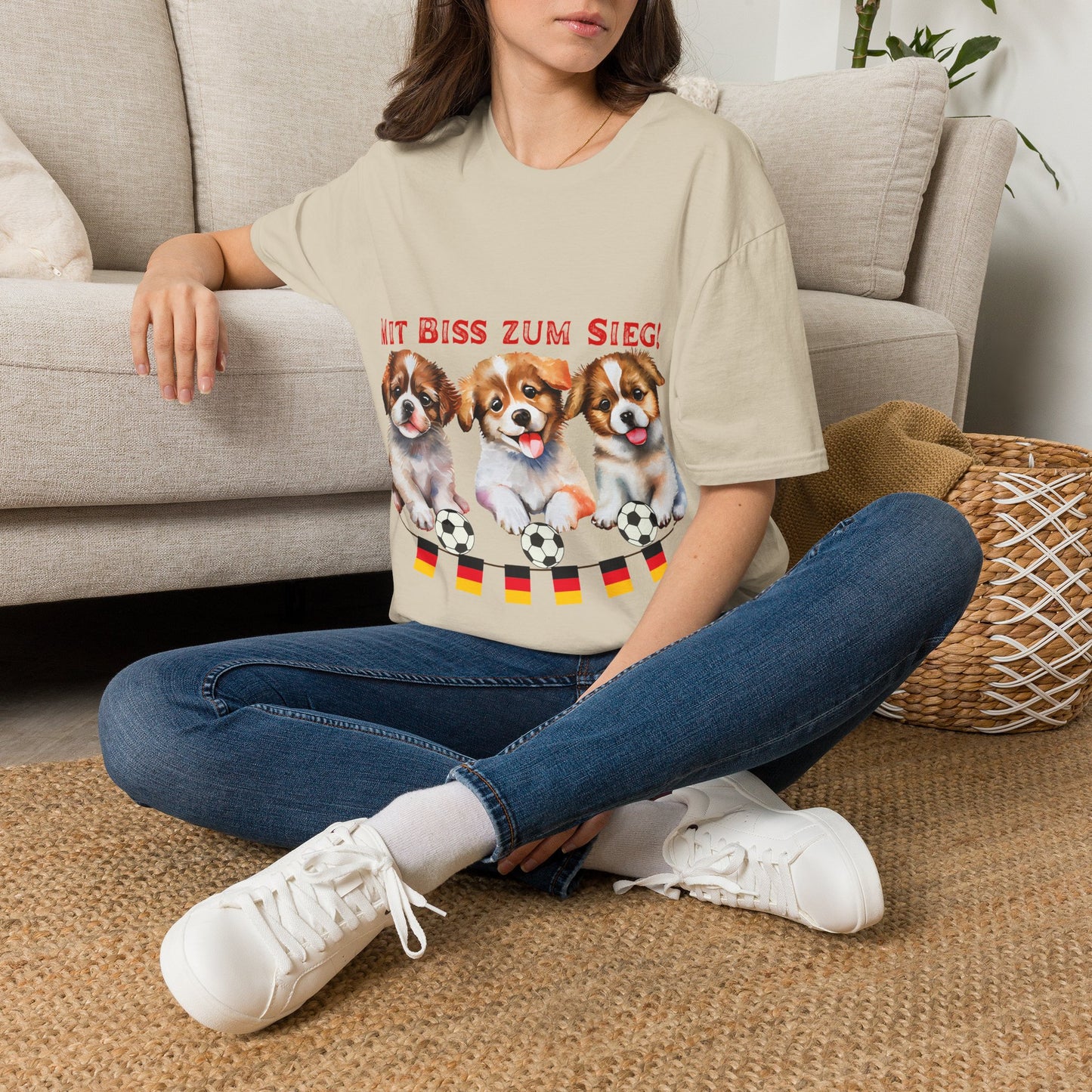 Deutsche Hunde für die Nationalmannschaft, Fußballfan Unisex T-Shirts tragen mit bis zum Sieg