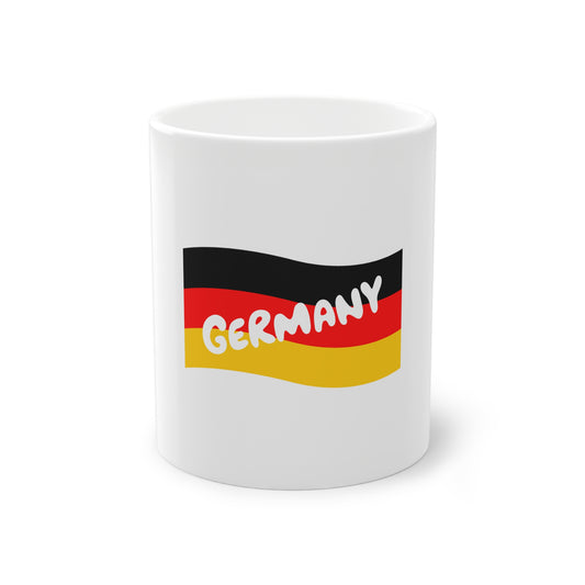 Deutsche Flagge auf Kaffeetasse, Teetasse für jeden Tag, Farbe: weiß, Standardtasse, groß 11 Unzen, bedruckt