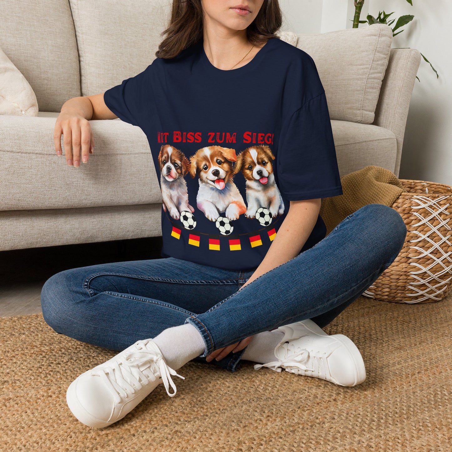 Deutsche Hunde für die Nationalmannschaft, Fußballfan Unisex T-Shirts tragen mit bis zum Sieg