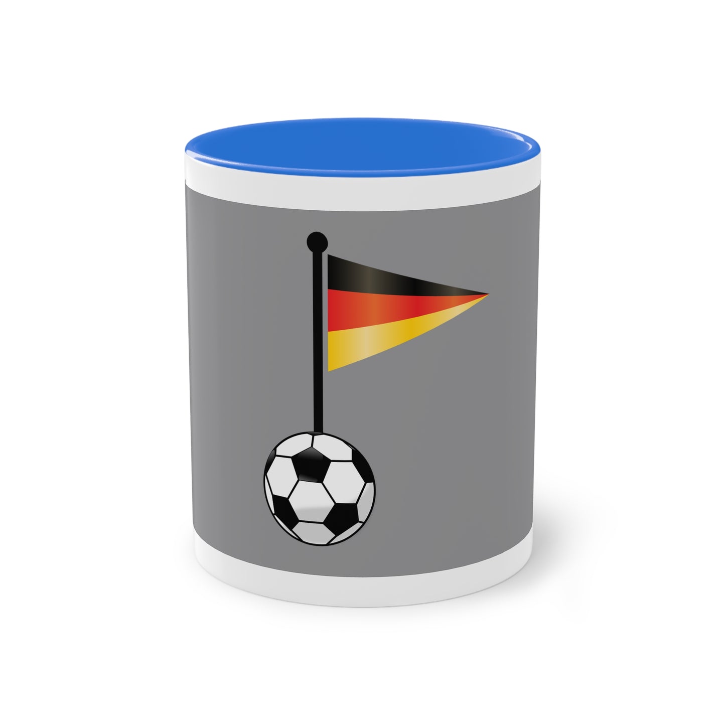 Hochwertige Teetassen mit deutschen Kulturmotiven - Soccer Motiv– Perfekt für den Morgenkaffee, weißer Außenbereich mit mehrfarbigem Innenbereich und Henkel, große; 11 Unzen