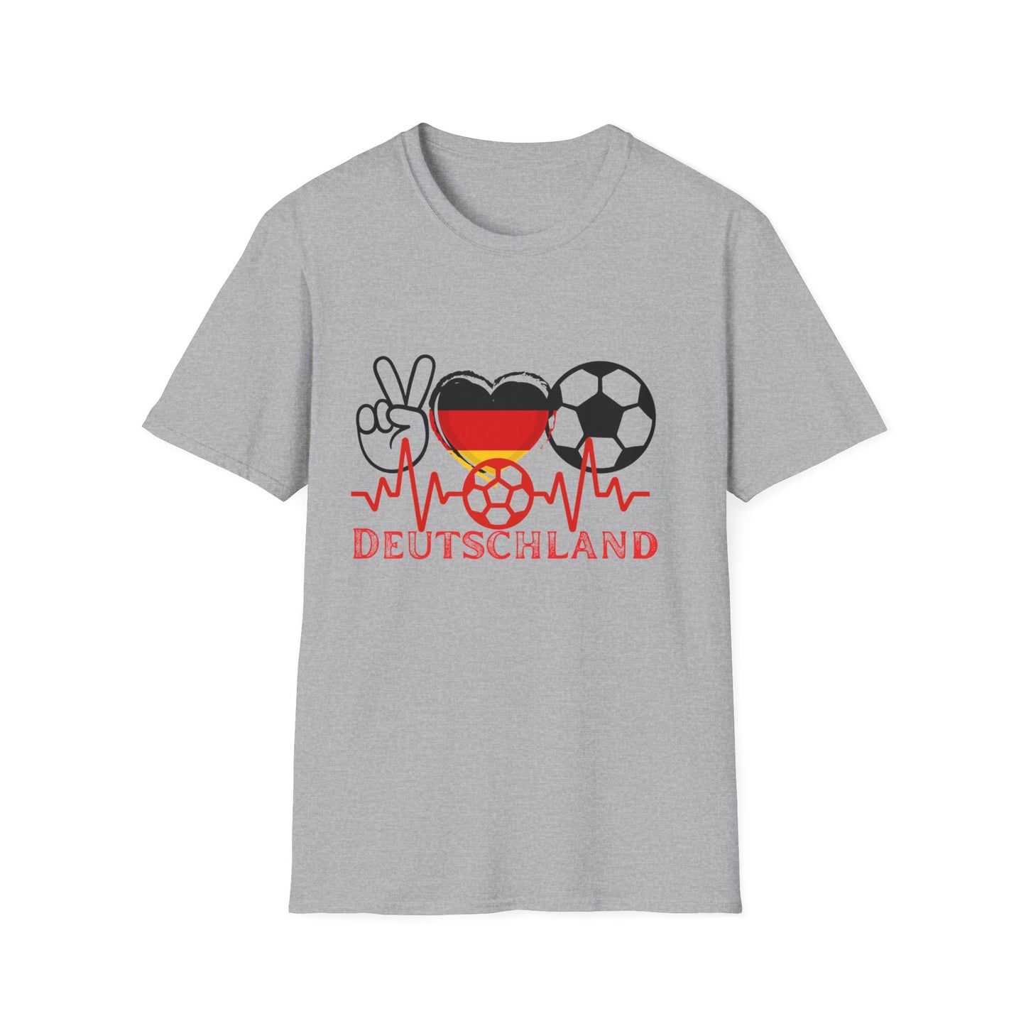 Das Herz und Liebe für Deutschland, Unisex T-Shirt-Motive für Fußballfans, Echte Fanbekleidung, Fantrikot mit Siegen