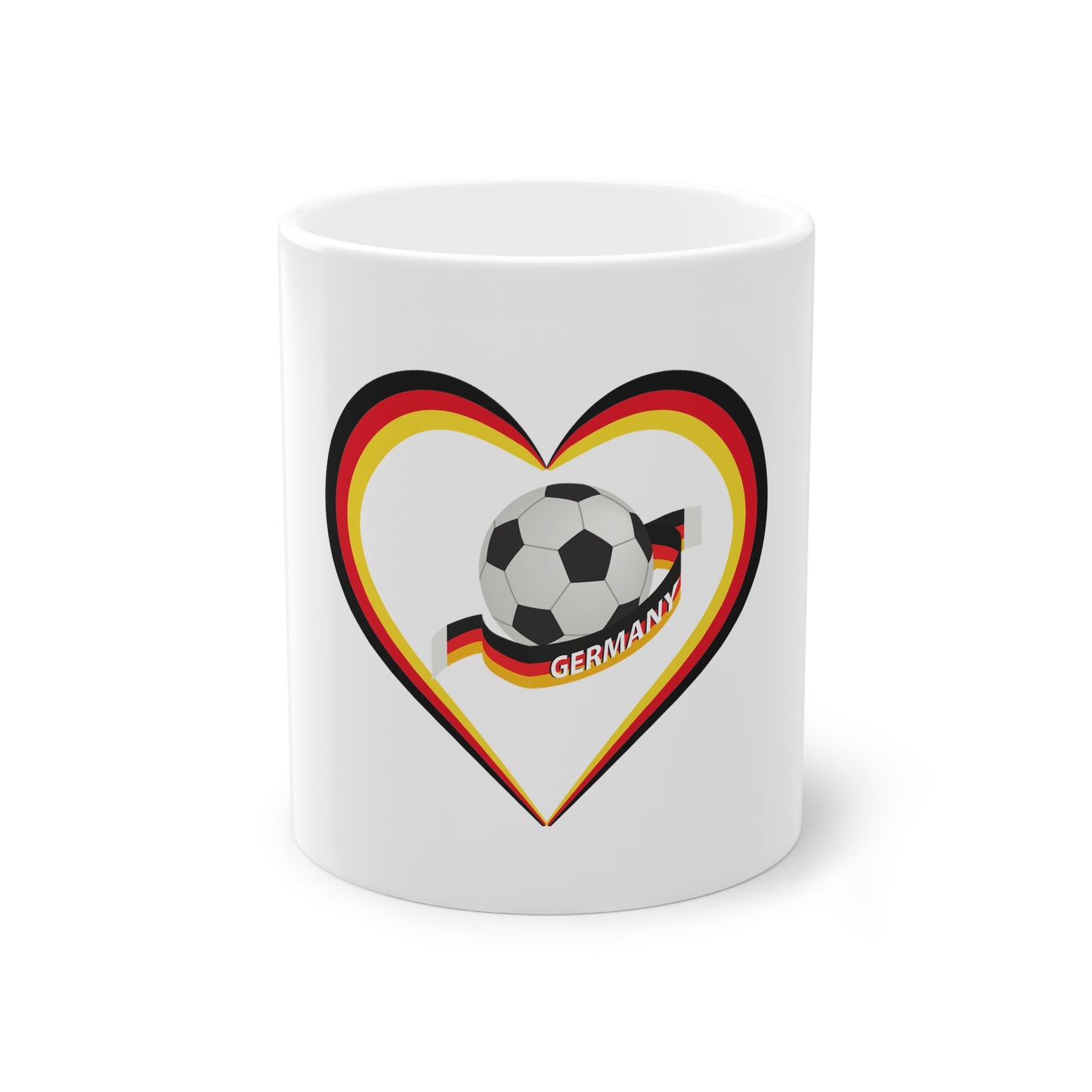 Fußball Liebe für Deutschland - auf Kaffeetassen bedruckt - Farbe: weiß, Standardtasse, groß 11 Unzen