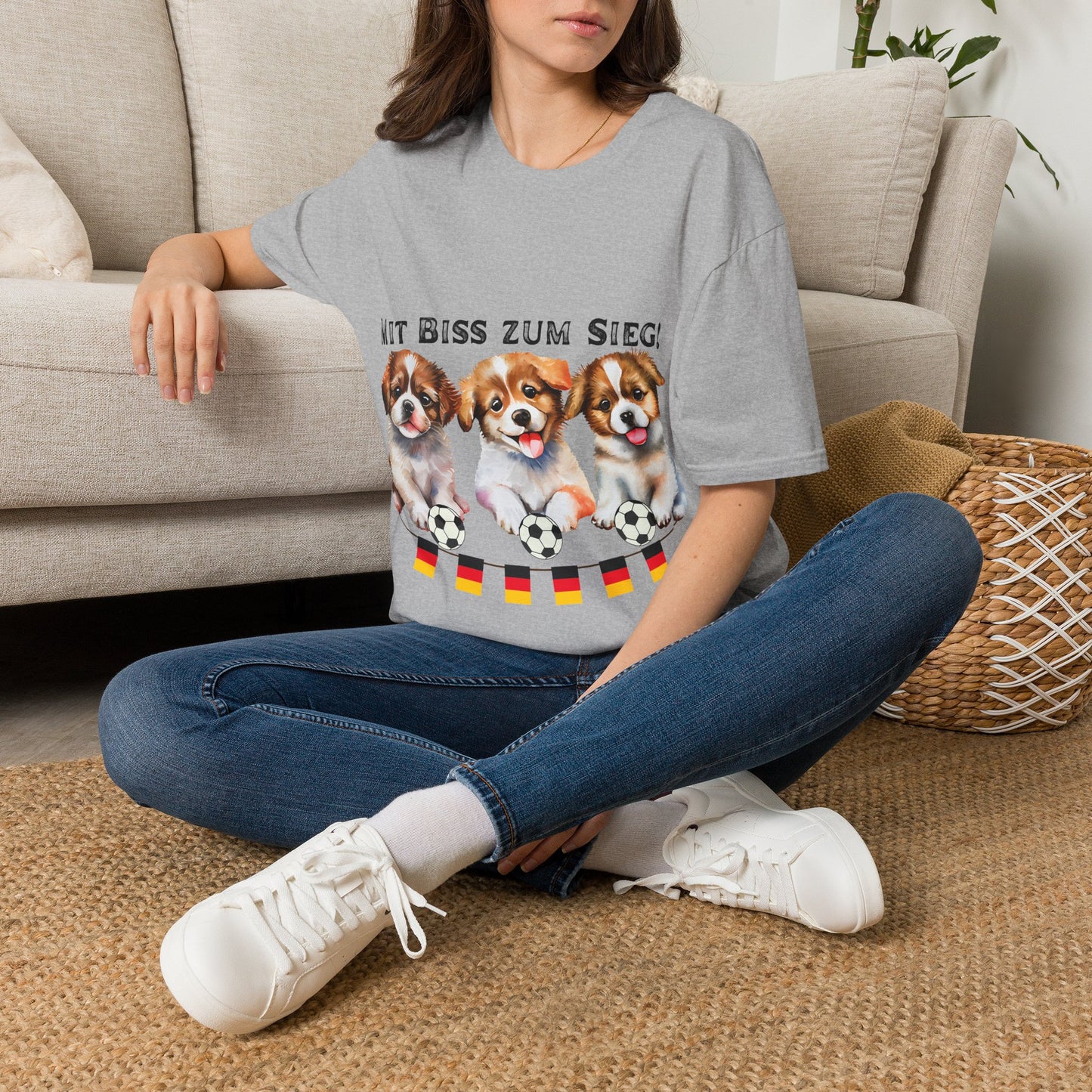 Deutsche Hunde für die Nationalmannschaft, Fußballfan Unisex T-Shirts tragen mit bis zum Sieg - Schwarz