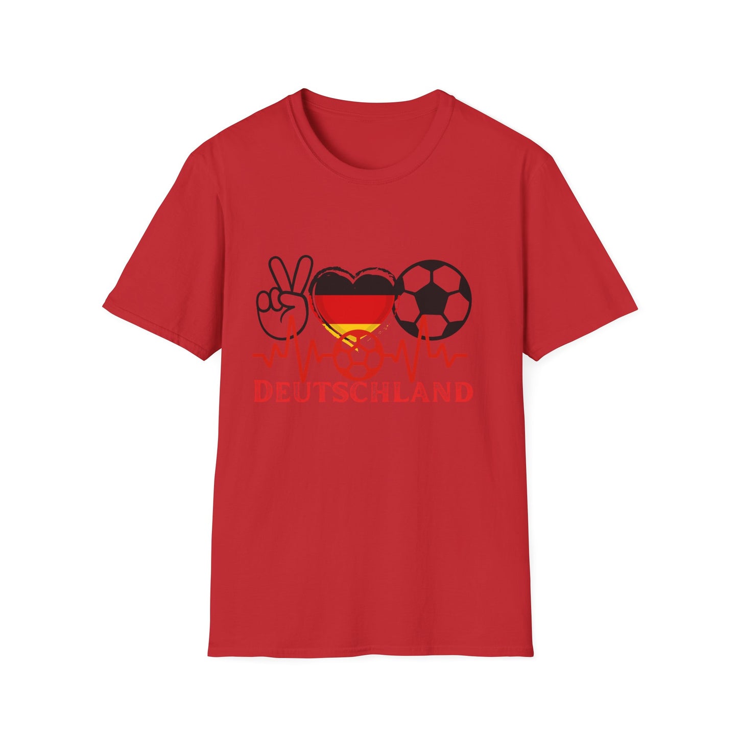 Das Herz und Liebe für Deutschland, Unisex T-Shirt-Motive für Fußballfans, Echte Fanbekleidung, Fantrikot mit Siegen