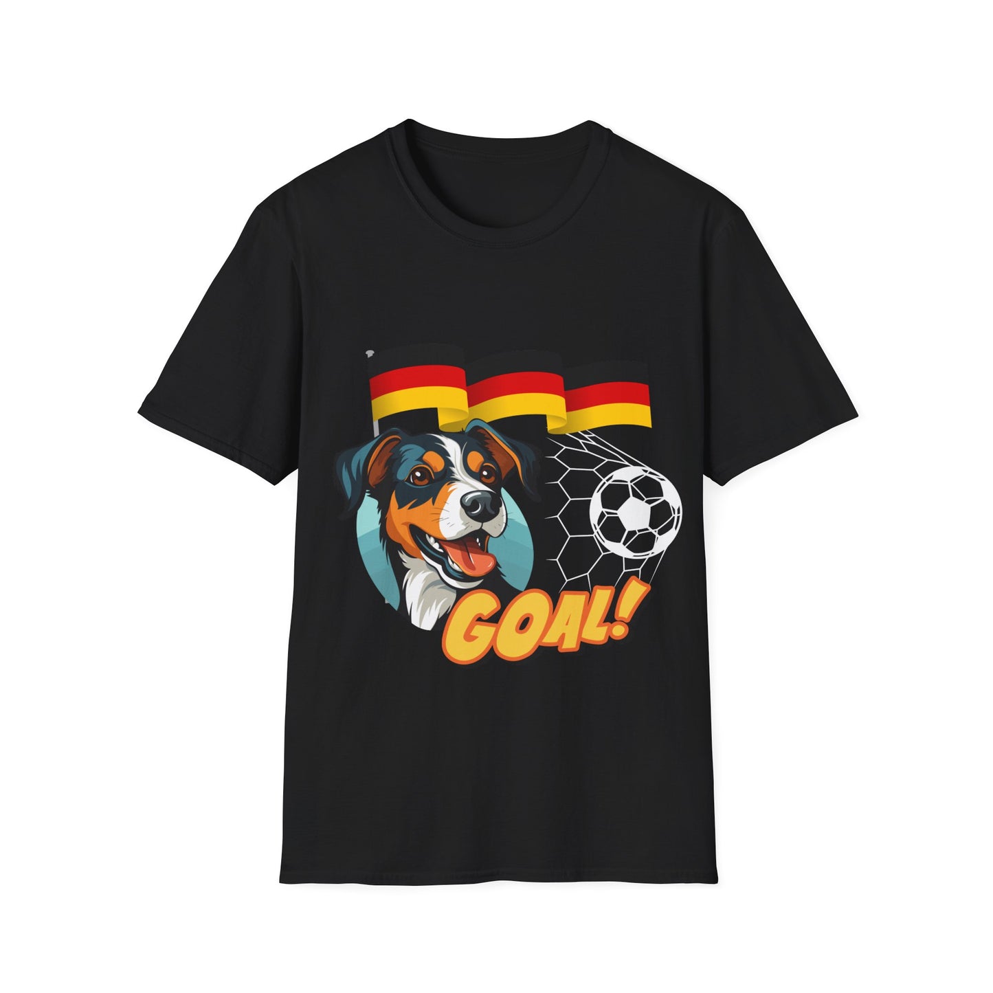 Deutsche Hunde für die Nationalmannschaft - Fußballfan Unisex T-Shirts mit Flaggen und Toren