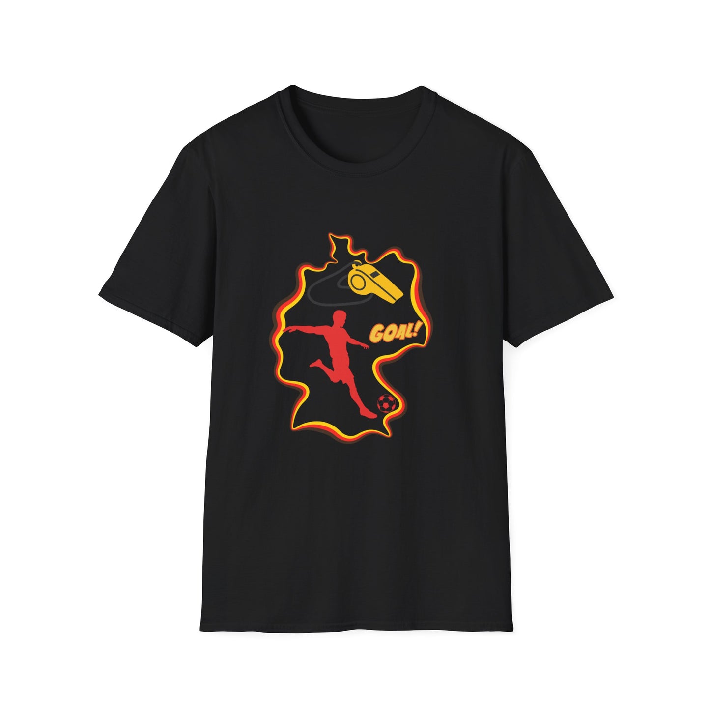 Einzigartige Unisex T-Shirt-Motive für Fußballfans, Echte Fanbekleidung mit deutscher Fußballleidenschaft auf der Landkarte