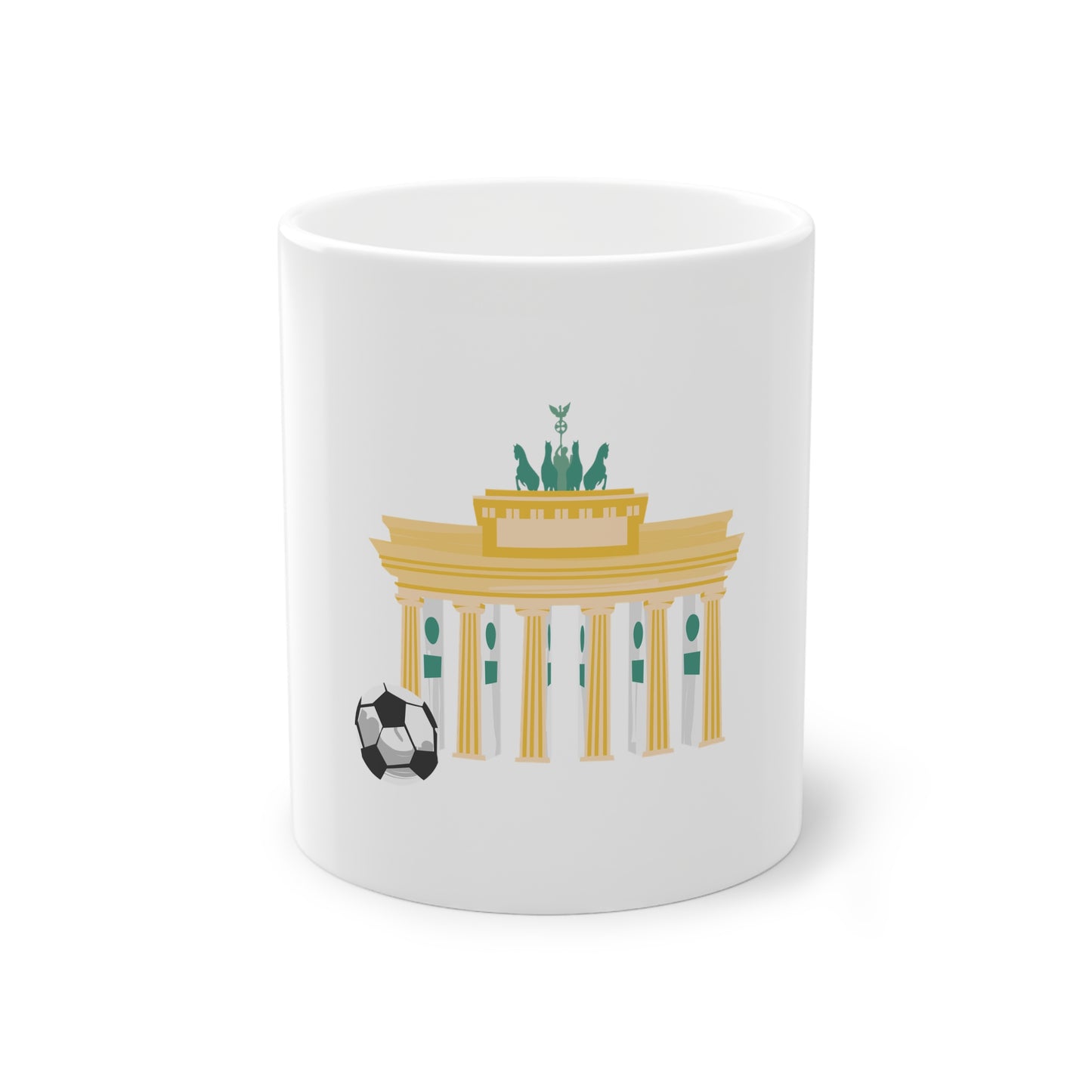 Brandenburg gate Soccer Berlin - auf Kaffeetasse, Teetasse bedruckt - Farbe: weiß, Standardtasse, groß 11 Unzen