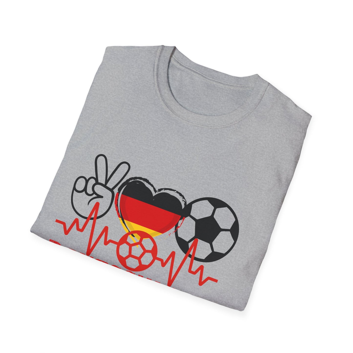 Das Herz und Liebe für Deutschland, Unisex T-Shirt-Motive für Fußballfans, Echte Fanbekleidung, Fantrikot mit Siegen