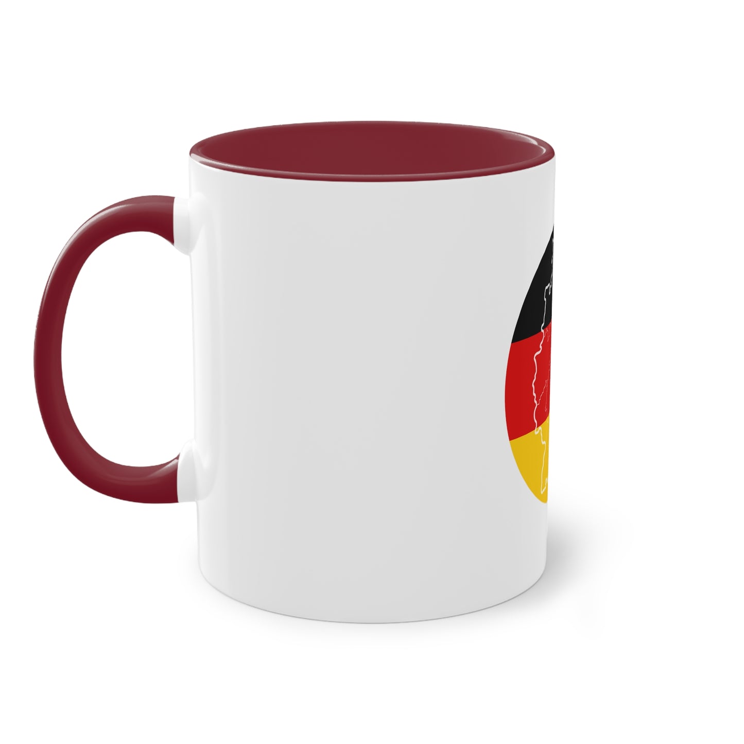 Kaffeetassen mit deutschen Landmarks – Ideal für das Heimatland, weißer Außenbereich mit mehrfarbigem Innenbereich und Henkel, große; 11 Unzen