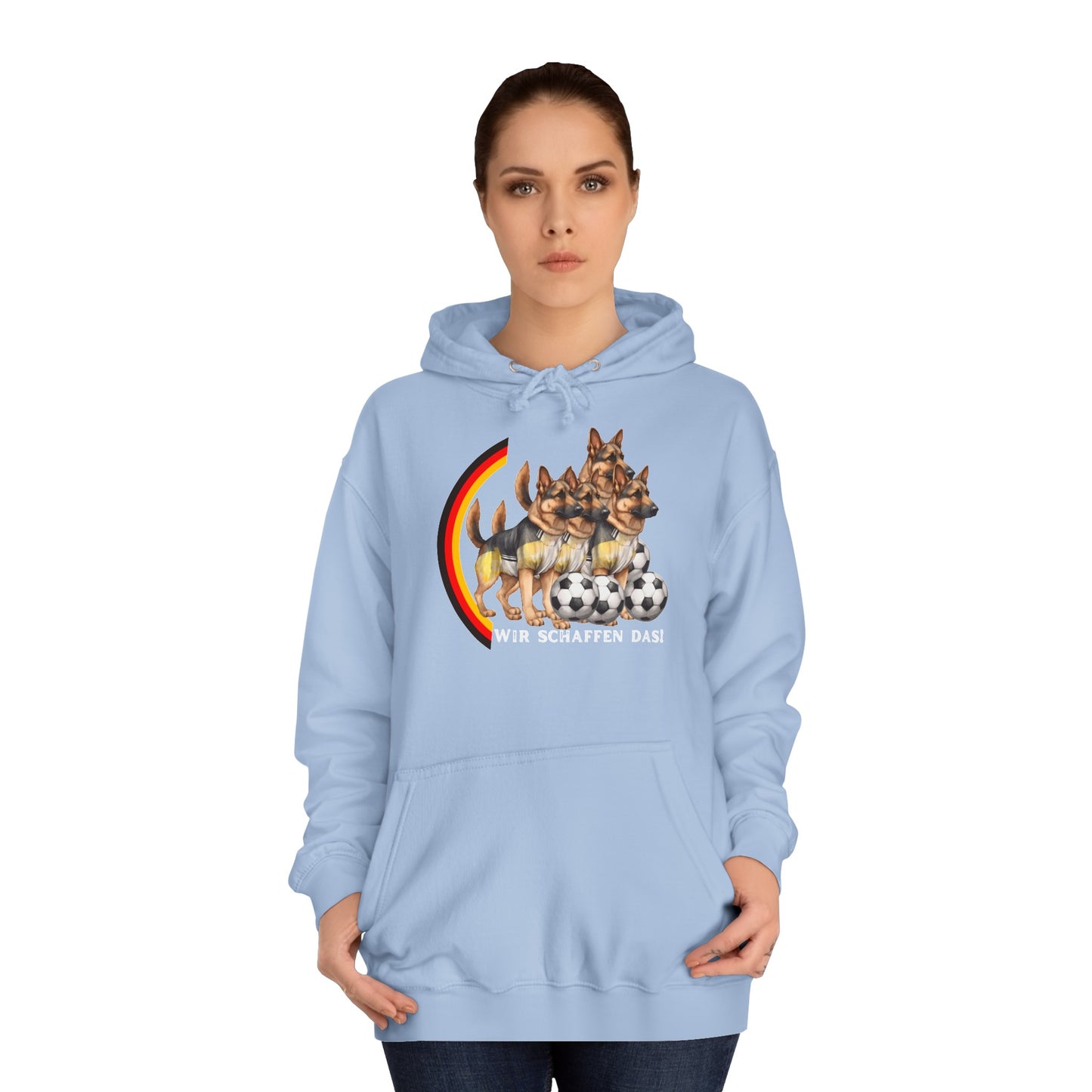 Mit den deutschen Hunden als Fan, schaffen wir das! bedruckt auf Unisex Hoodies -  Beideseitig gedruckt