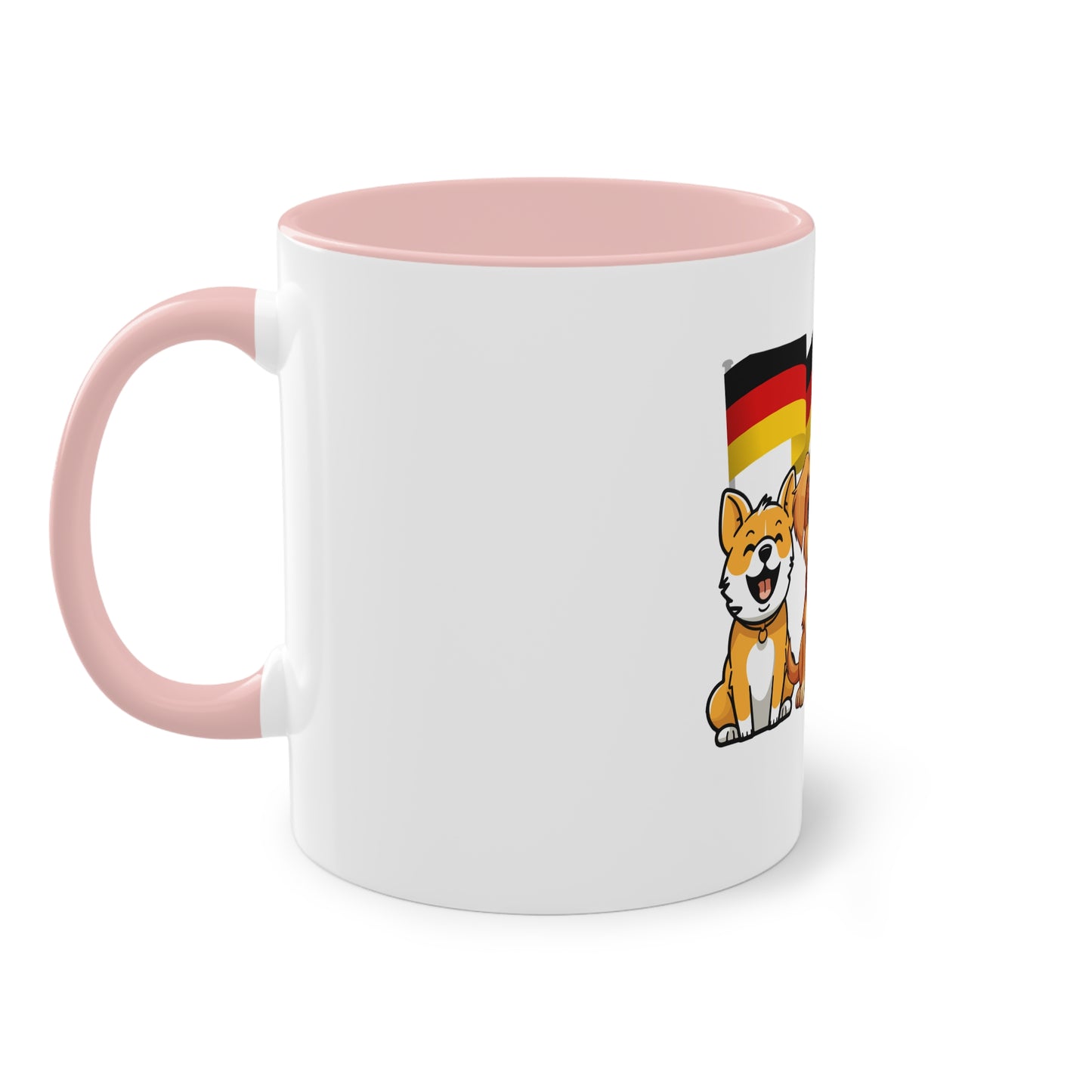 Topfan, Hundefanklub für Deutschland auf Kaffeetassen bedruckt; weißer Außenbereich mit mehrfarbigem Innenbereich und Henkel, große; 11 Unzen