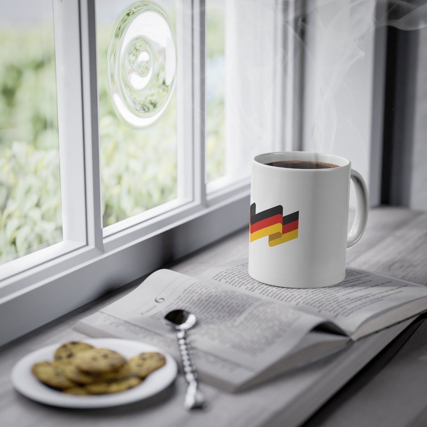 Top Qualität ZiigZag deutsche Flagge Design - auf Kaffeetasse, Teetasse bedruckt - Farbe: weiß, Standardtasse, groß 11 Unzen