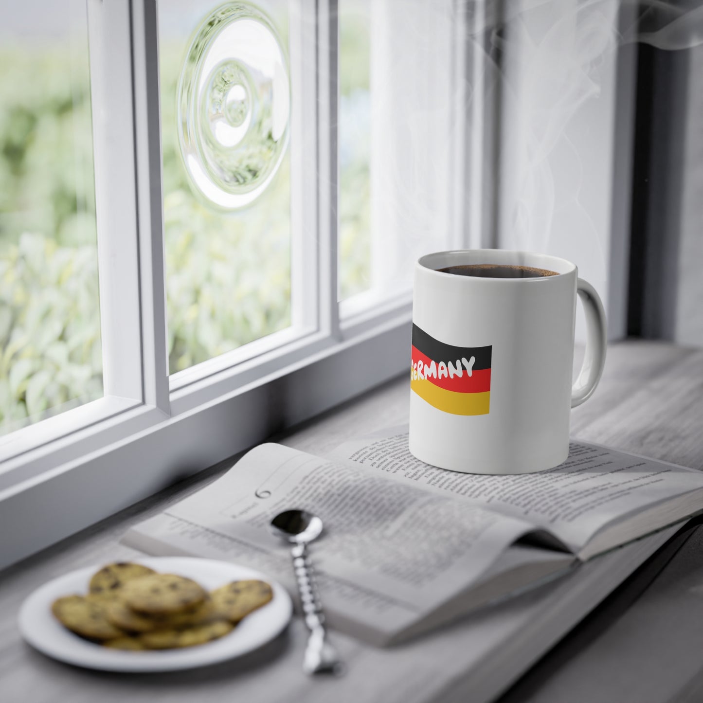 Deutsche Flagge auf Kaffeetasse, Teetasse für jeden Tag, Farbe: weiß, Standardtasse, groß 11 Unzen, bedruckt