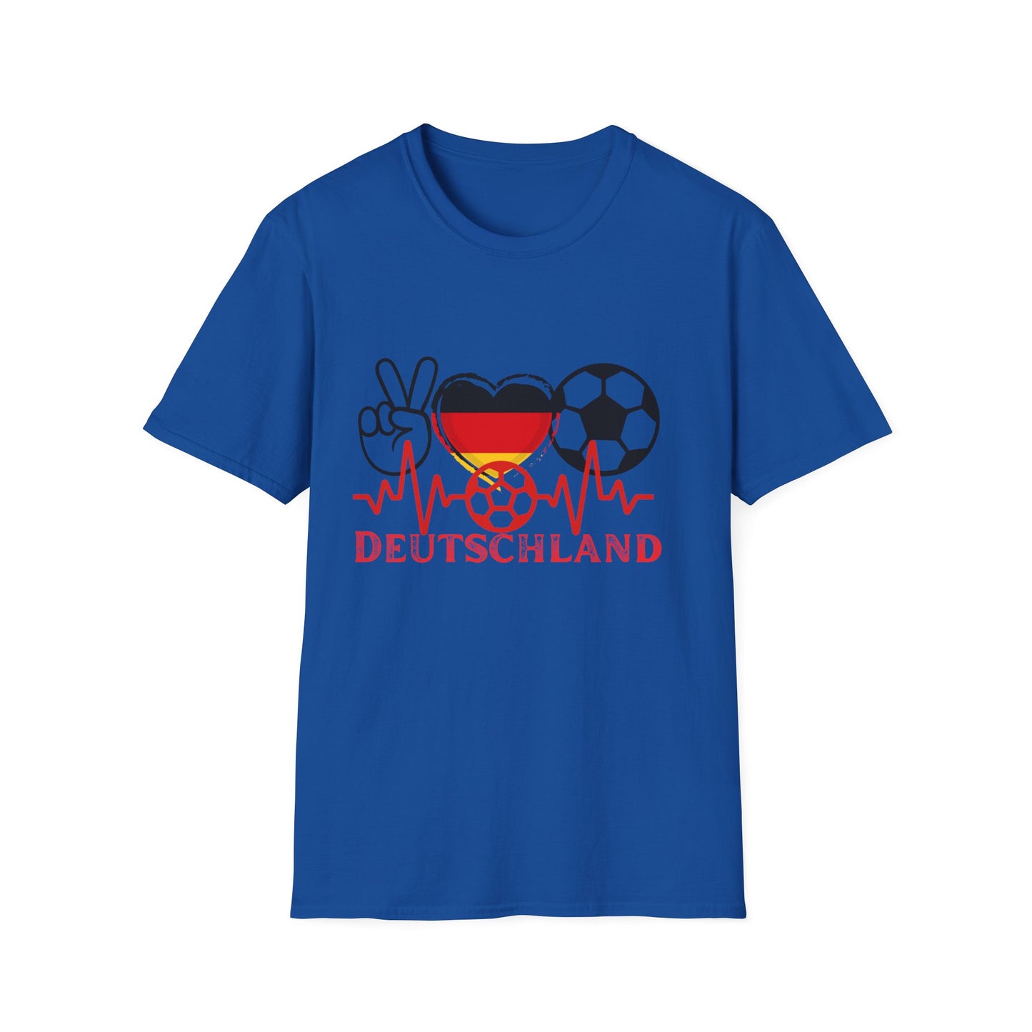 Das Herz und Liebe für Deutschland, Unisex T-Shirt-Motive für Fußballfans, Echte Fanbekleidung, Fantrikot mit Siegen