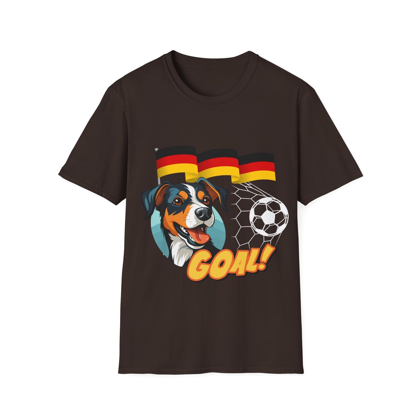 Deutsche Hunde für die Nationalmannschaft - Fußballfan Unisex T-Shirts mit Flaggen und Toren