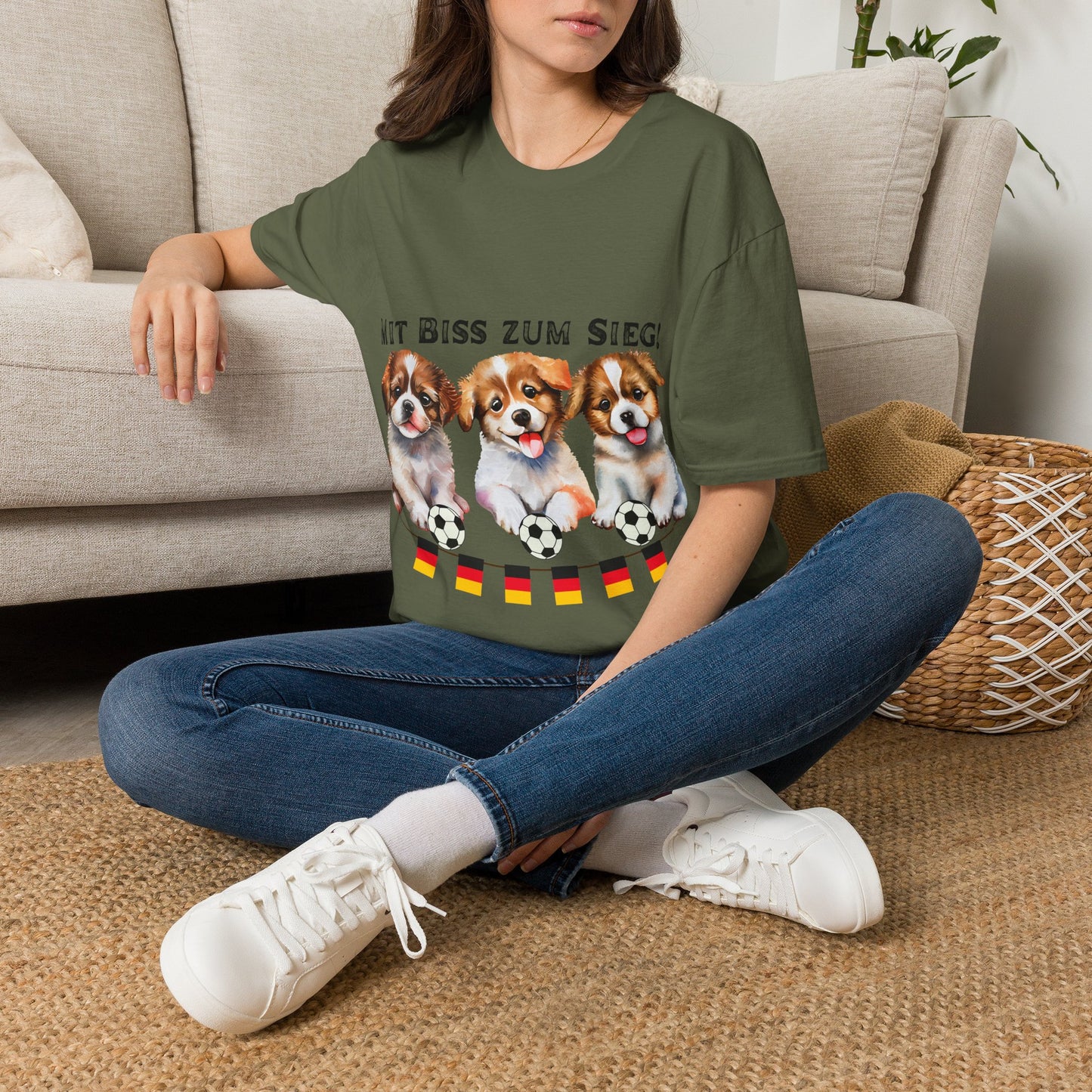 Deutsche Hunde für die Nationalmannschaft, Fußballfan Unisex T-Shirts tragen mit bis zum Sieg - Schwarz