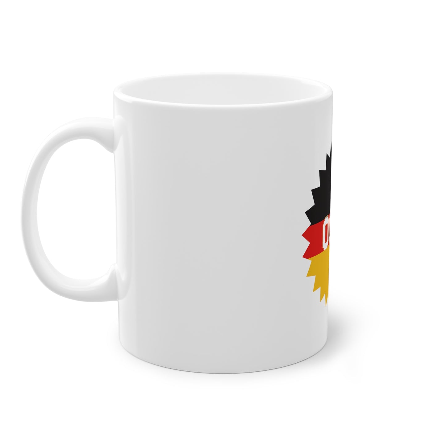 0049 auf Kaffeetasse, Standardtasse für jeden Tag, Farbe: weiß, groß 11 Unzen, bedruckt