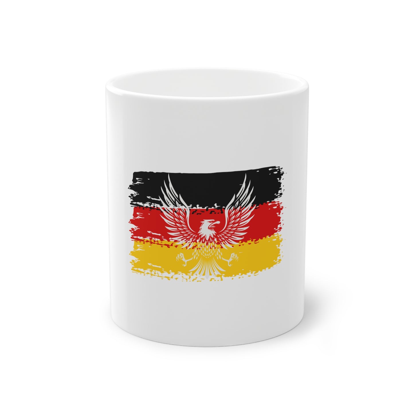 Deutscher fliegende Adler, ein Symbol für Frieden, Liebe und Einheit - auf Kaffeetassen bedruckt - Farbe: weiß, Standardtasse, groß 11 Unzen