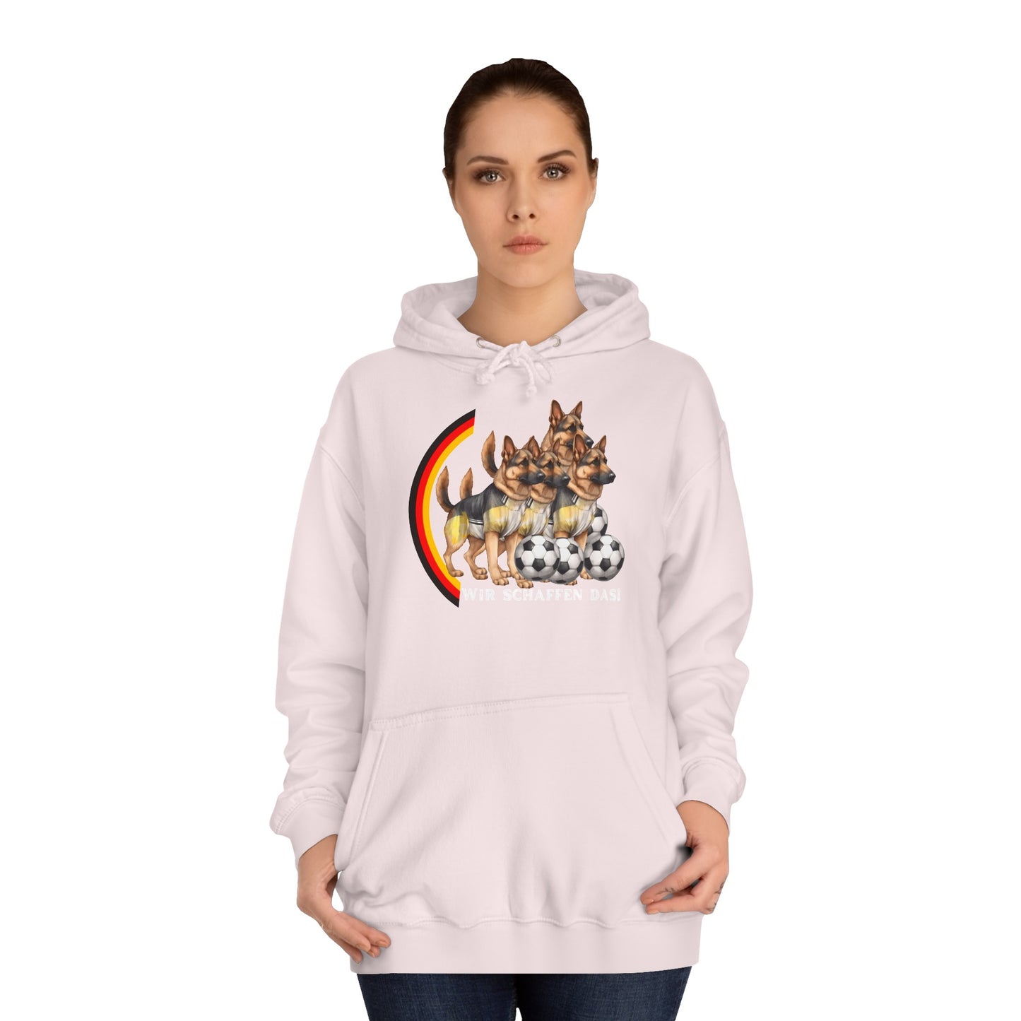 Mit den deutschen Hunden als Fan, schaffen wir das! bedruckt auf Unisex Hoodies -  Beideseitig gedruckt