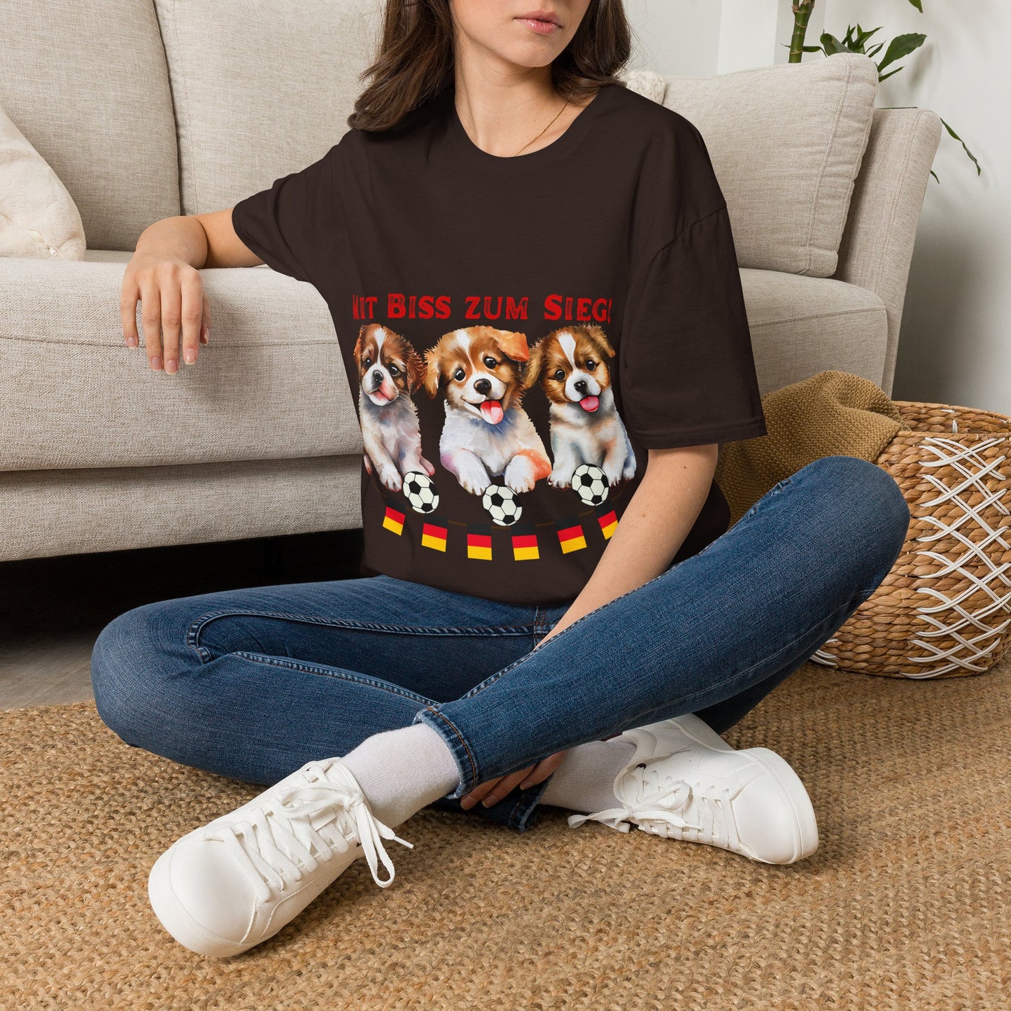 Deutsche Hunde für die Nationalmannschaft, Fußballfan Unisex T-Shirts tragen mit bis zum Sieg