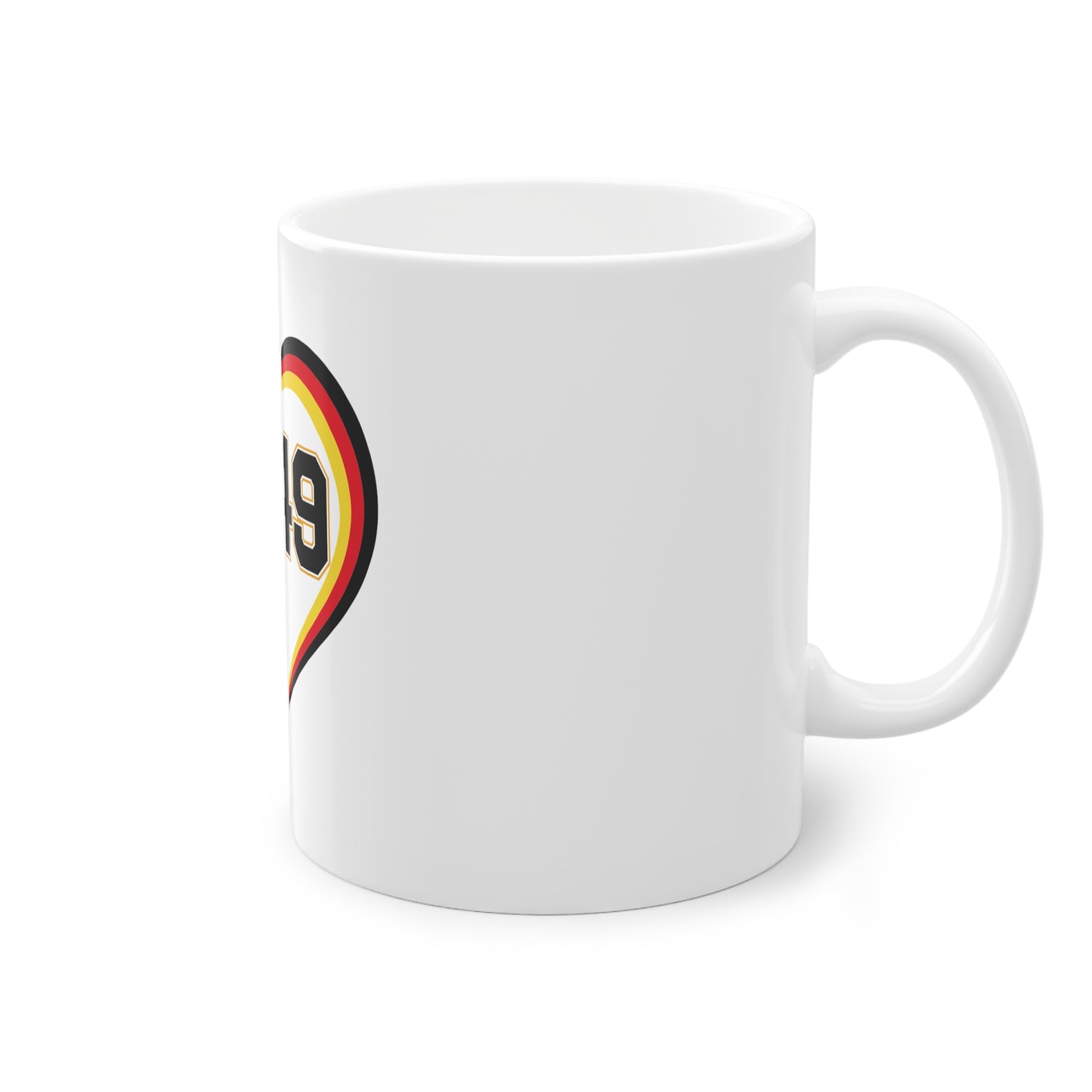 Liebe für 0049 - Internationale Nummer Deutschlands - auf Kaffeetasse, Teetasse bedruckt - Farbe: weiß, Standardtasse, groß 11 Unzen