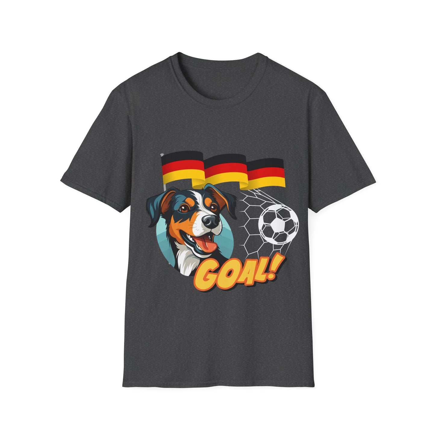 Deutsche Hunde für die Nationalmannschaft - Fußballfan Unisex T-Shirts mit Flaggen und Toren