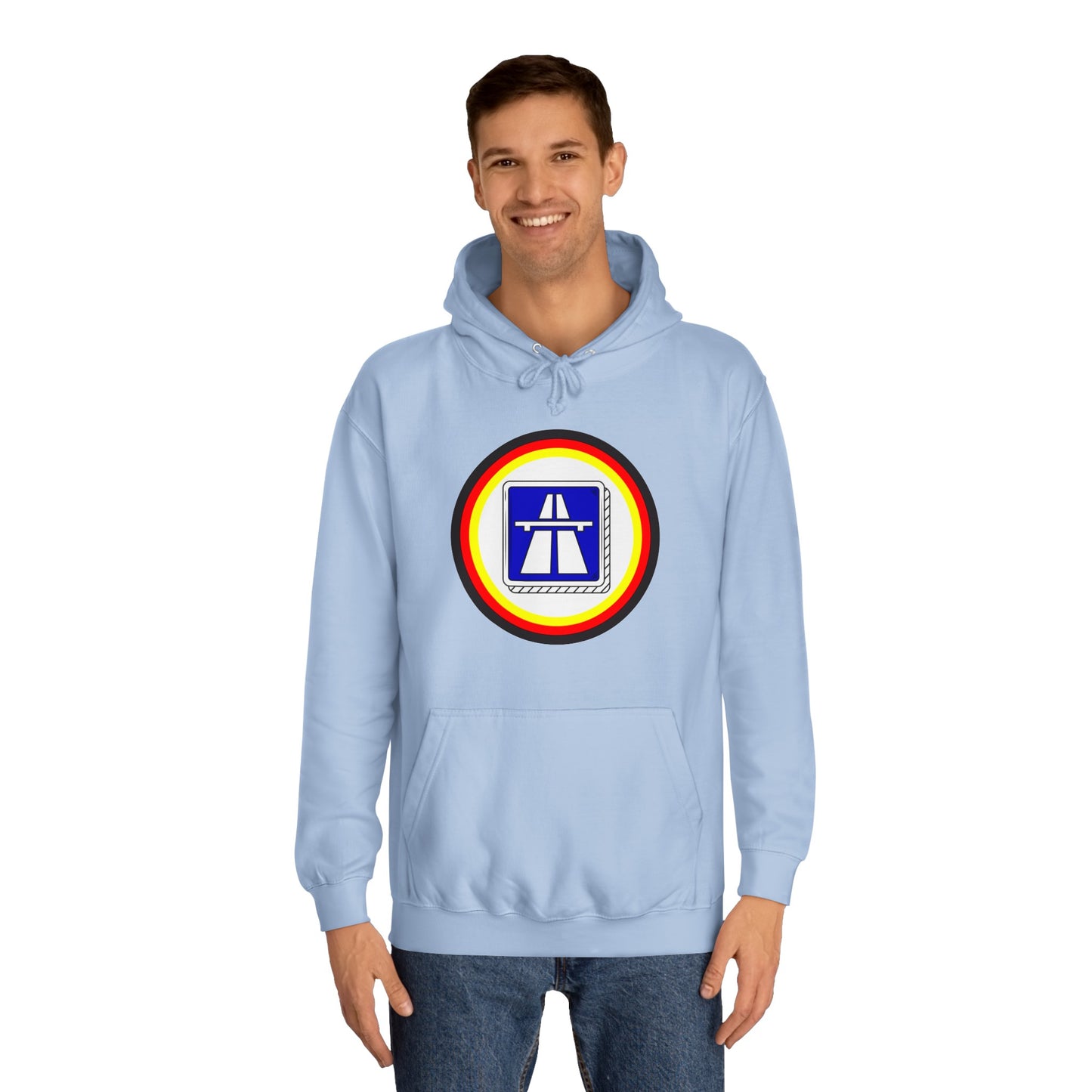 Copy of Autobahnschild auf Hoodies. Fahren Sie sicher.