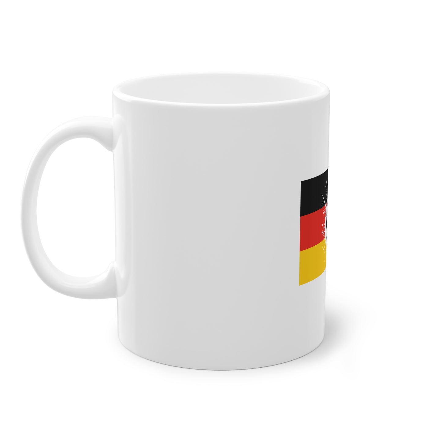 Fußball Splash auf Deutschland - auf Kaffeetassen bedruckt - Farbe: weiß, Standardtasse, groß 11 Unzen