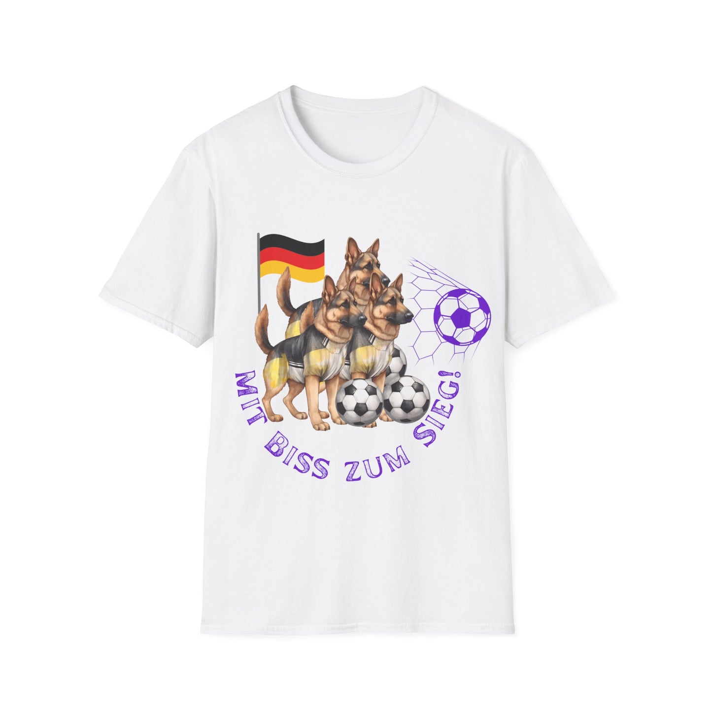 Mit biss zum Sieg für Deutschland, Fußballs Top-Hundefans auf Unisex-T-Shirts