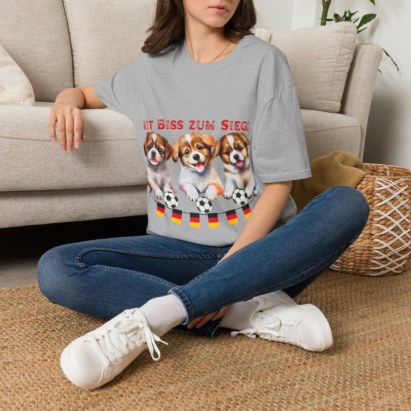 Deutsche Hunde für die Nationalmannschaft, Fußballfan Unisex T-Shirts tragen mit bis zum Sieg