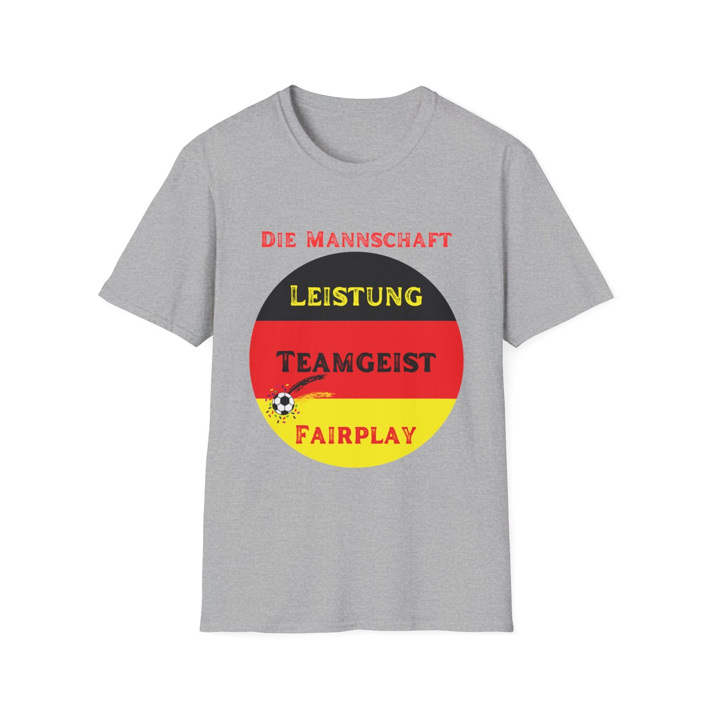 Deutsche Fußballfanmotivtrikot Unisex T-Shirts; Leistung, Teamgeist, Fairplay