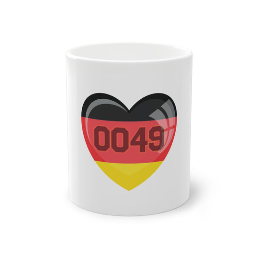 0049 - Internationale Nummer Deutschlands - auf Kaffeetasse, Teetasse bedruckt - Farbe: weiß, Standardtasse, groß 11 Unzen