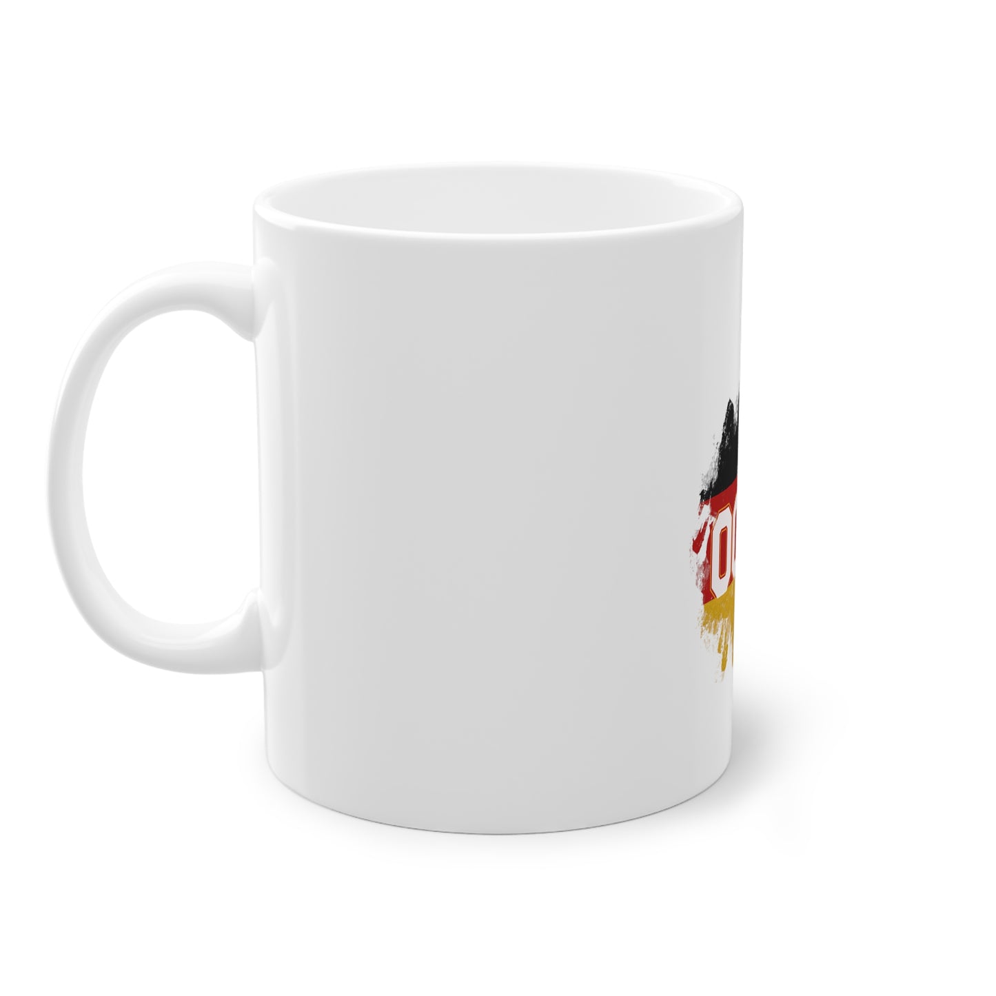 Auf 0049 - Internationale Nummer Deutschlands - auf Kaffeetasse, Teetasse bedruckt - Farbe: weiß, Standardtasse, groß 11 Unzen