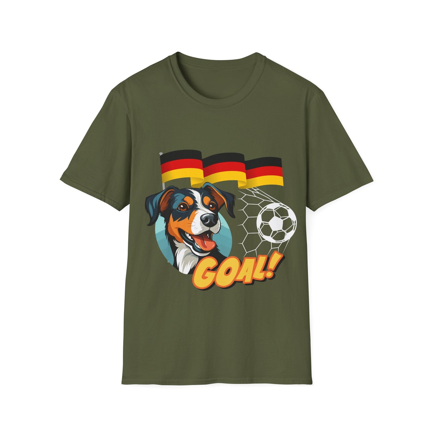 Deutsche Hunde für die Nationalmannschaft - Fußballfan Unisex T-Shirts mit Flaggen und Toren