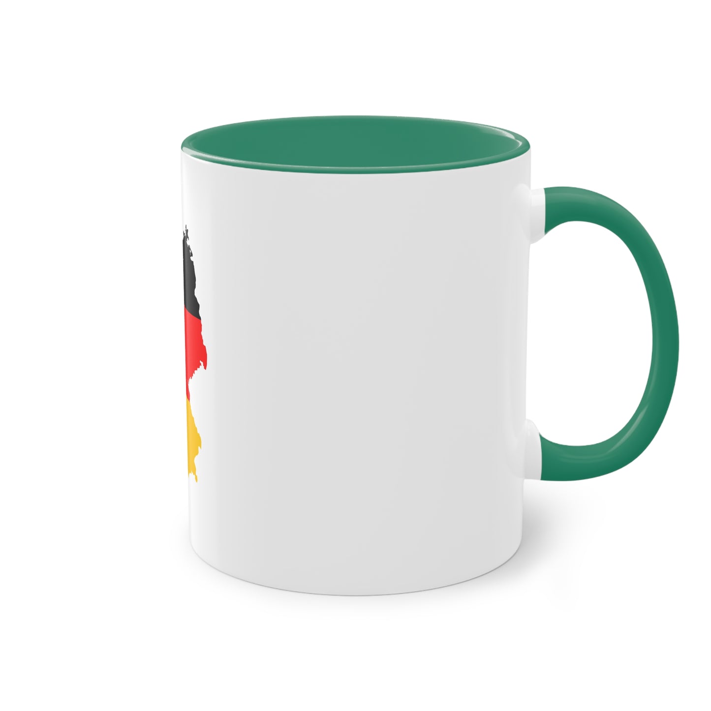 Deutschlandkarte auf Kaffeetassen, Teetassen bedruckt; weißer Außenbereich mit mehrfarbigem Innenbereich und Henkel, große; 11 Unzen