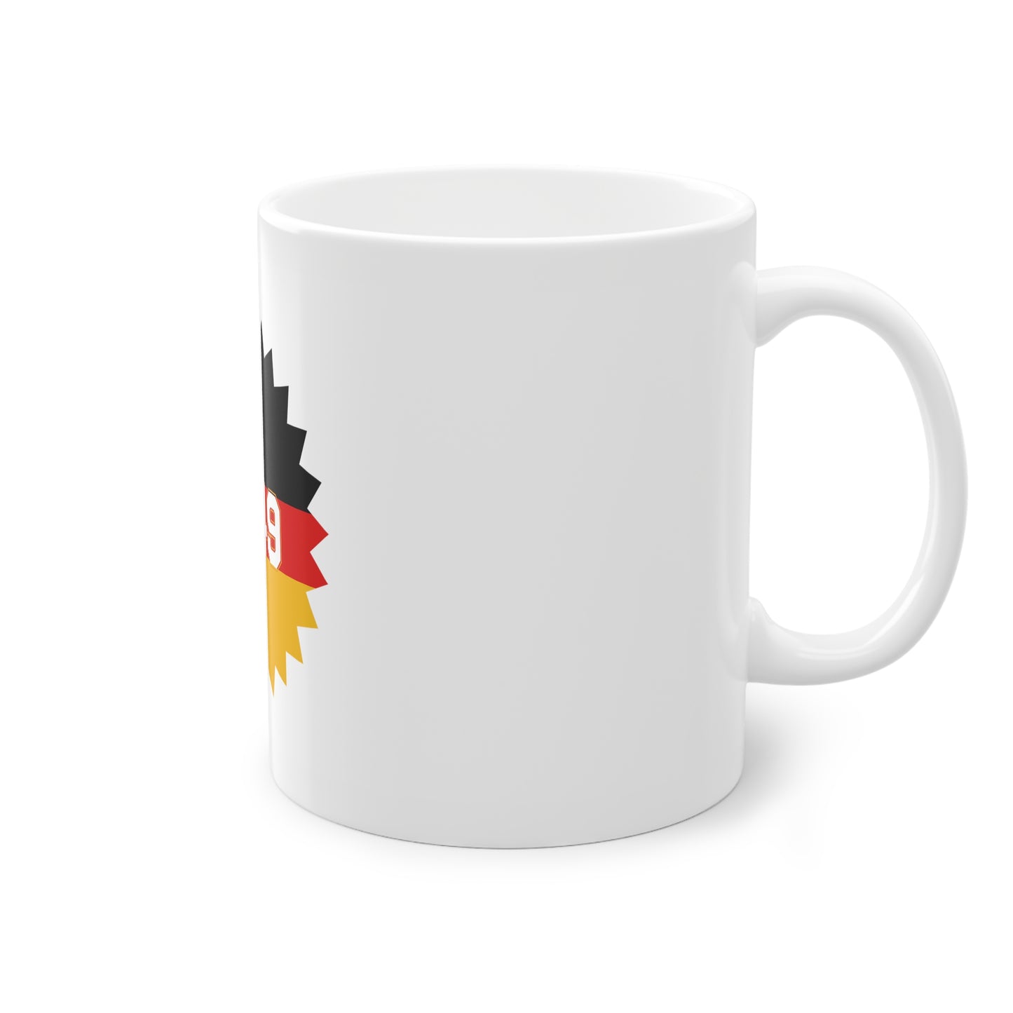 0049 auf Kaffeetasse, Standardtasse für jeden Tag, Farbe: weiß, groß 11 Unzen, bedruckt