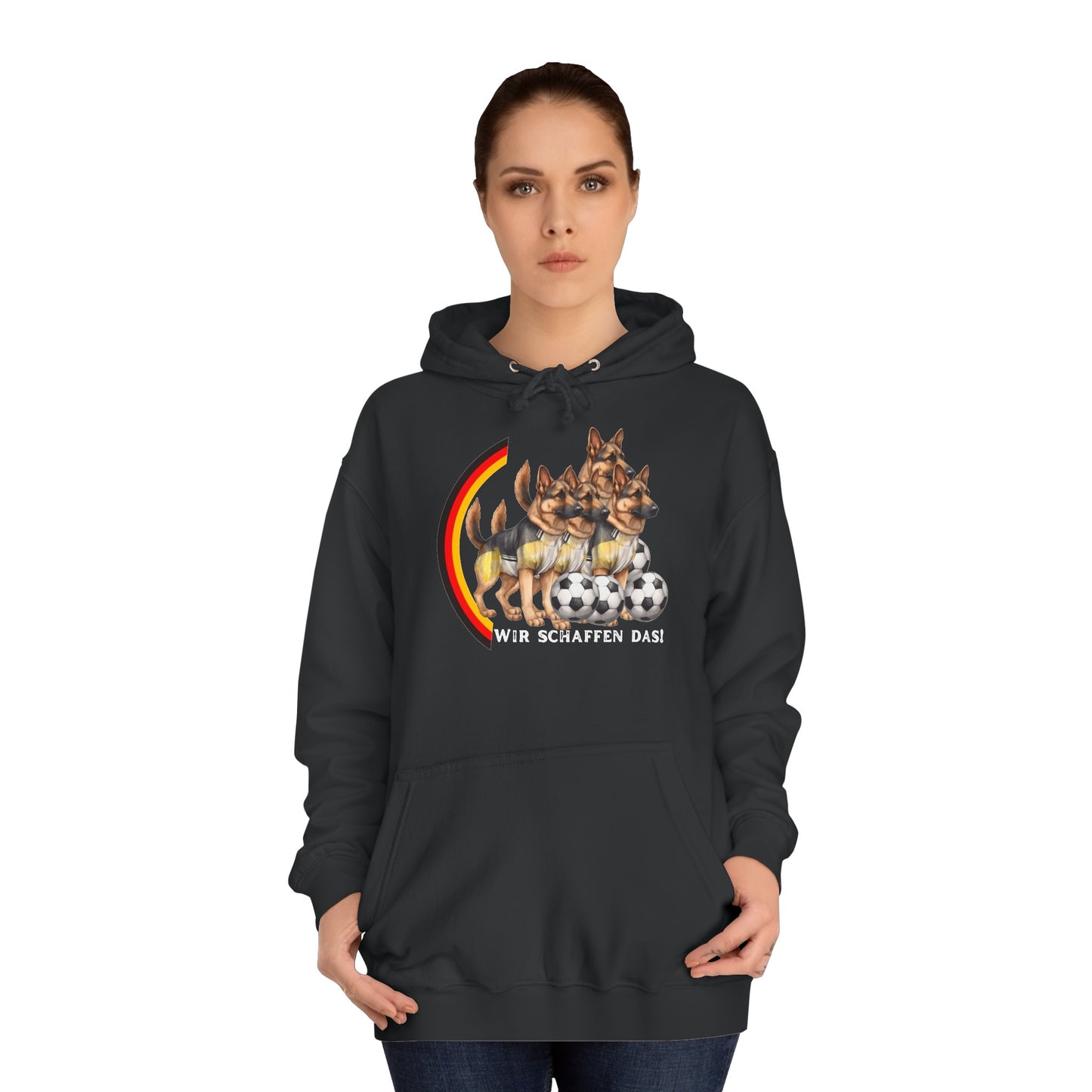 Mit den deutschen Hunden als Fan, schaffen wir das! bedruckt auf Unisex Hoodies -  Beideseitig gedruckt