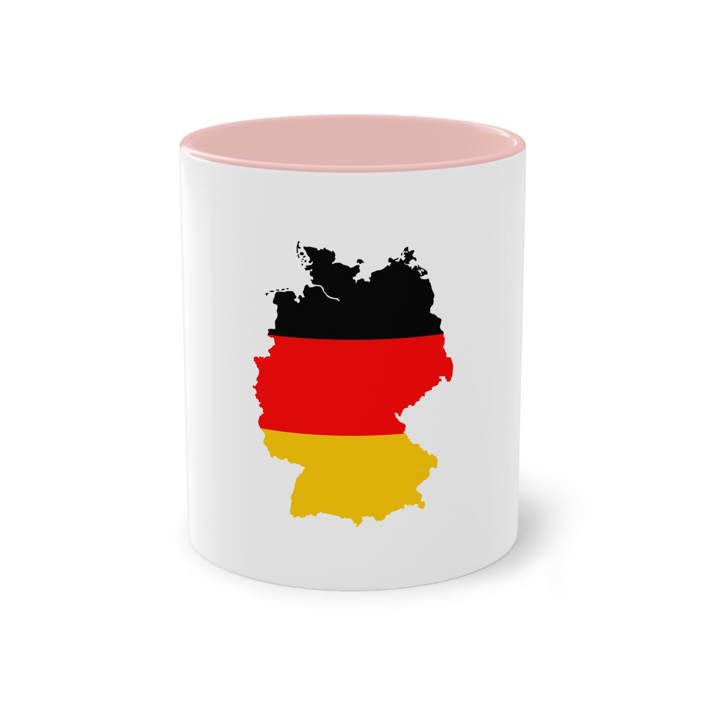 Deutschlandkarte auf Kaffeetassen, Teetassen bedruckt; weißer Außenbereich mit mehrfarbigem Innenbereich und Henkel, große; 11 Unzen