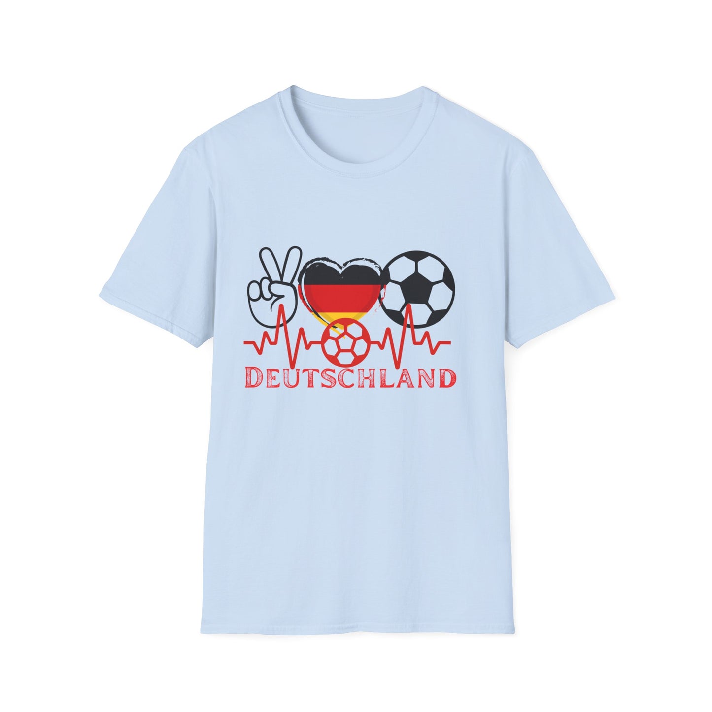 Das Herz und Liebe für Deutschland, Unisex T-Shirt-Motive für Fußballfans, Echte Fanbekleidung, Fantrikot mit Siegen