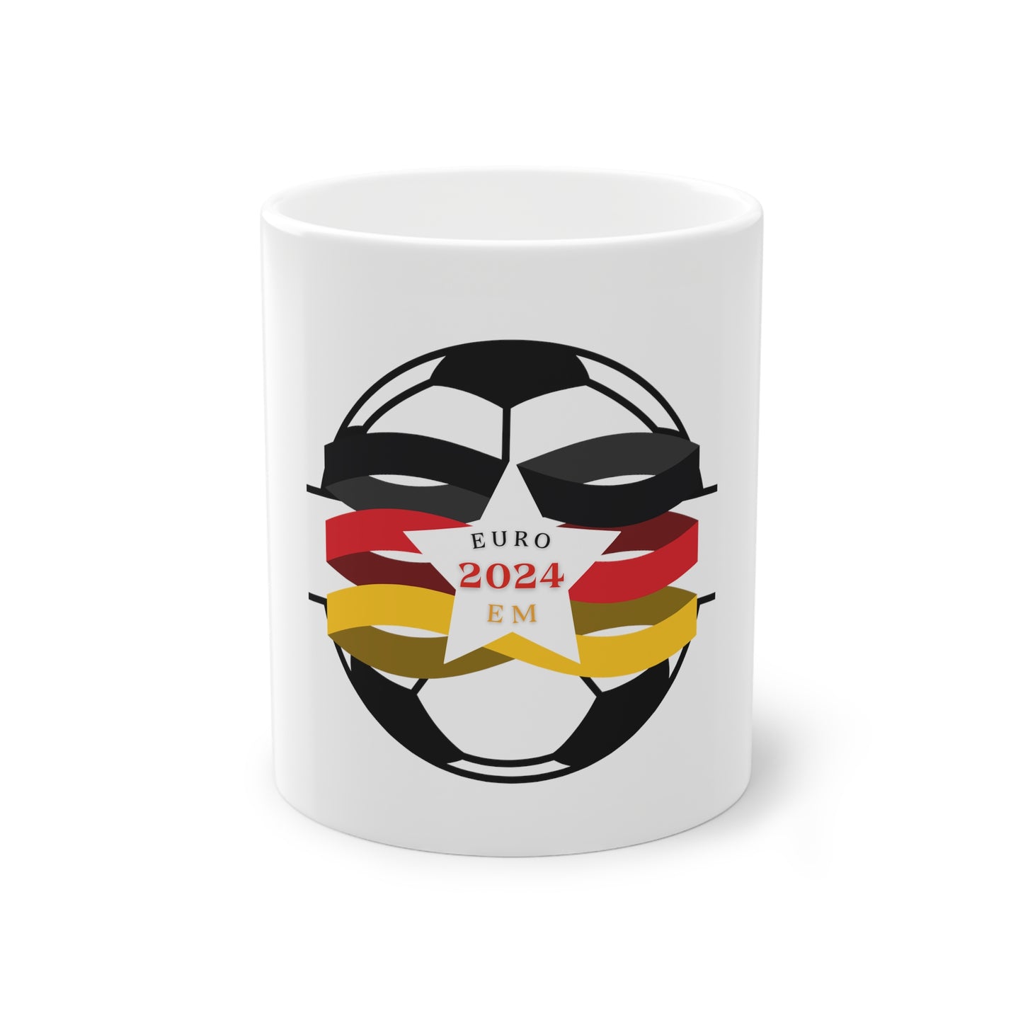 Euro 2024 in Deutschland auf Kaffeetassen bedruckt - Farbe: weiß, Standardtasse, groß 11 Unzen