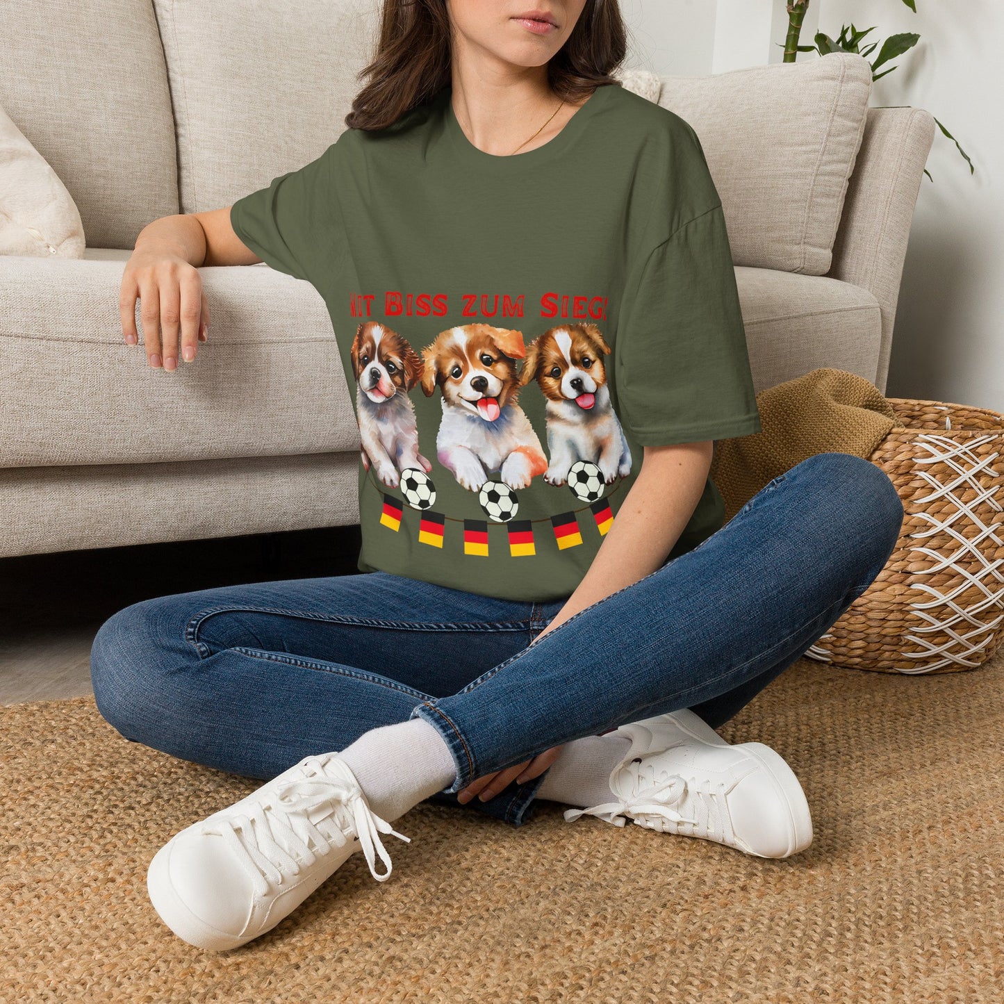 Deutsche Hunde für die Nationalmannschaft, Fußballfan Unisex T-Shirts tragen mit bis zum Sieg