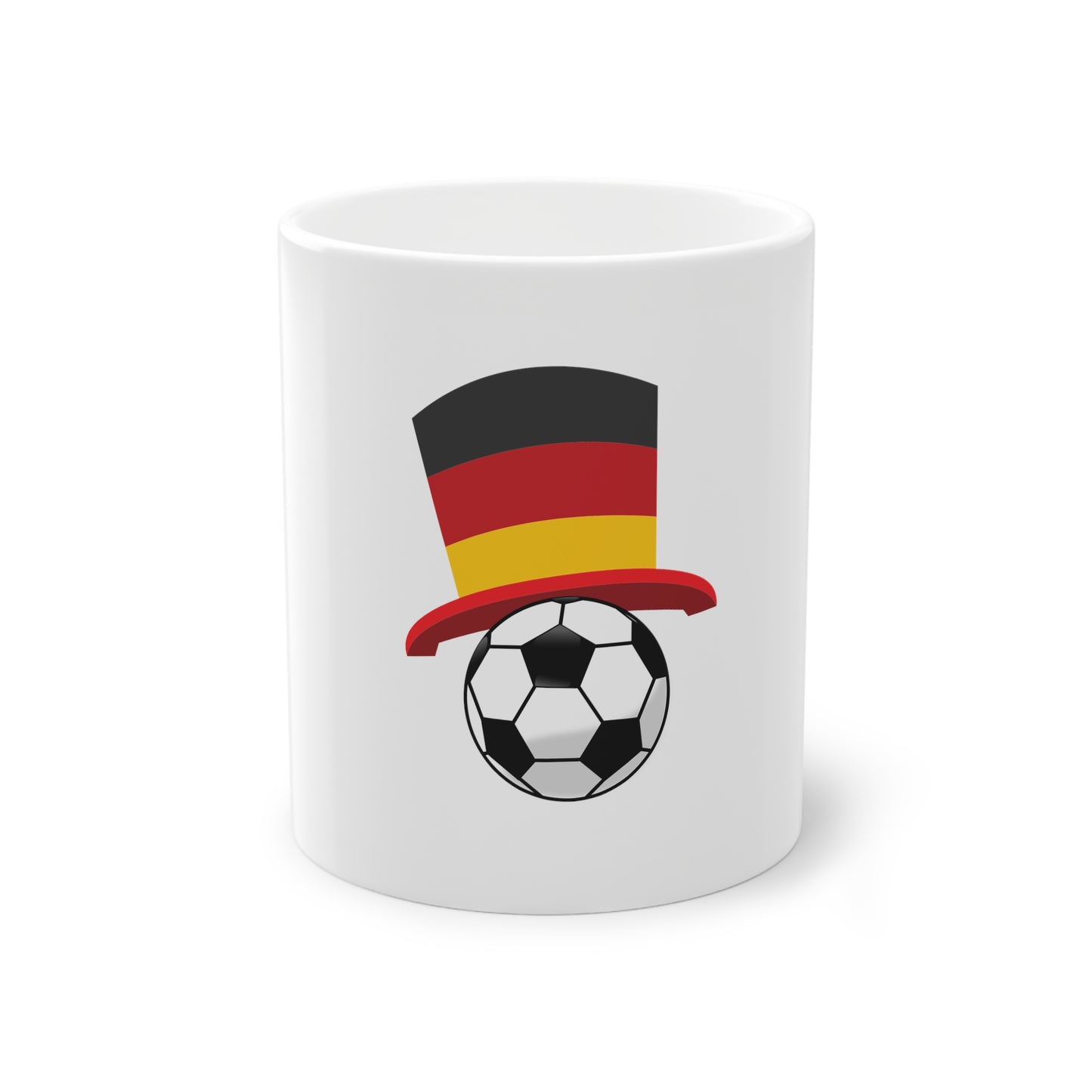 Wir tragen Fußball - auf Kaffeetassen bedruckt - Farbe: weiß, Standardtasse, groß 11 Unzen