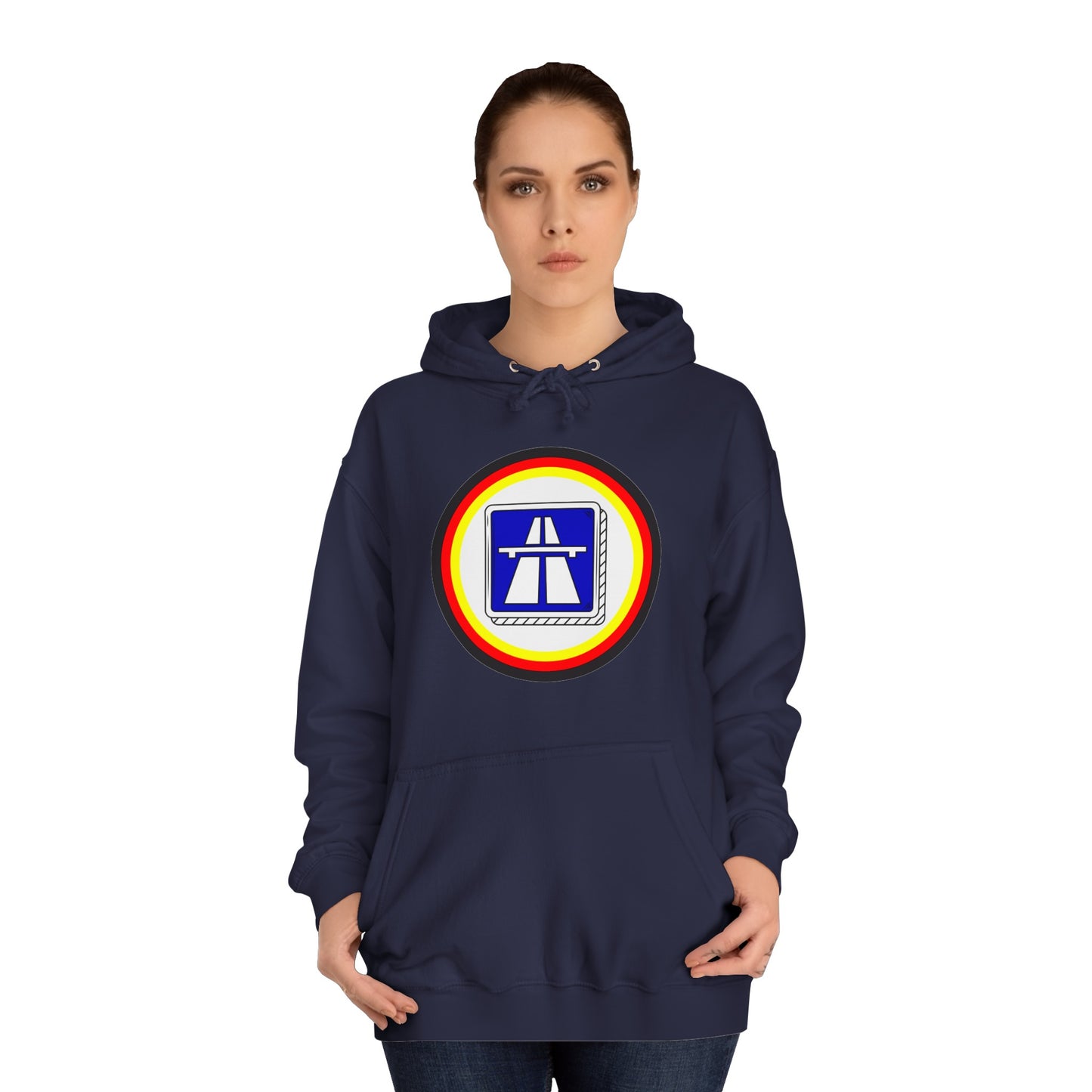 Copy of Autobahnschild auf Hoodies. Fahren Sie sicher.