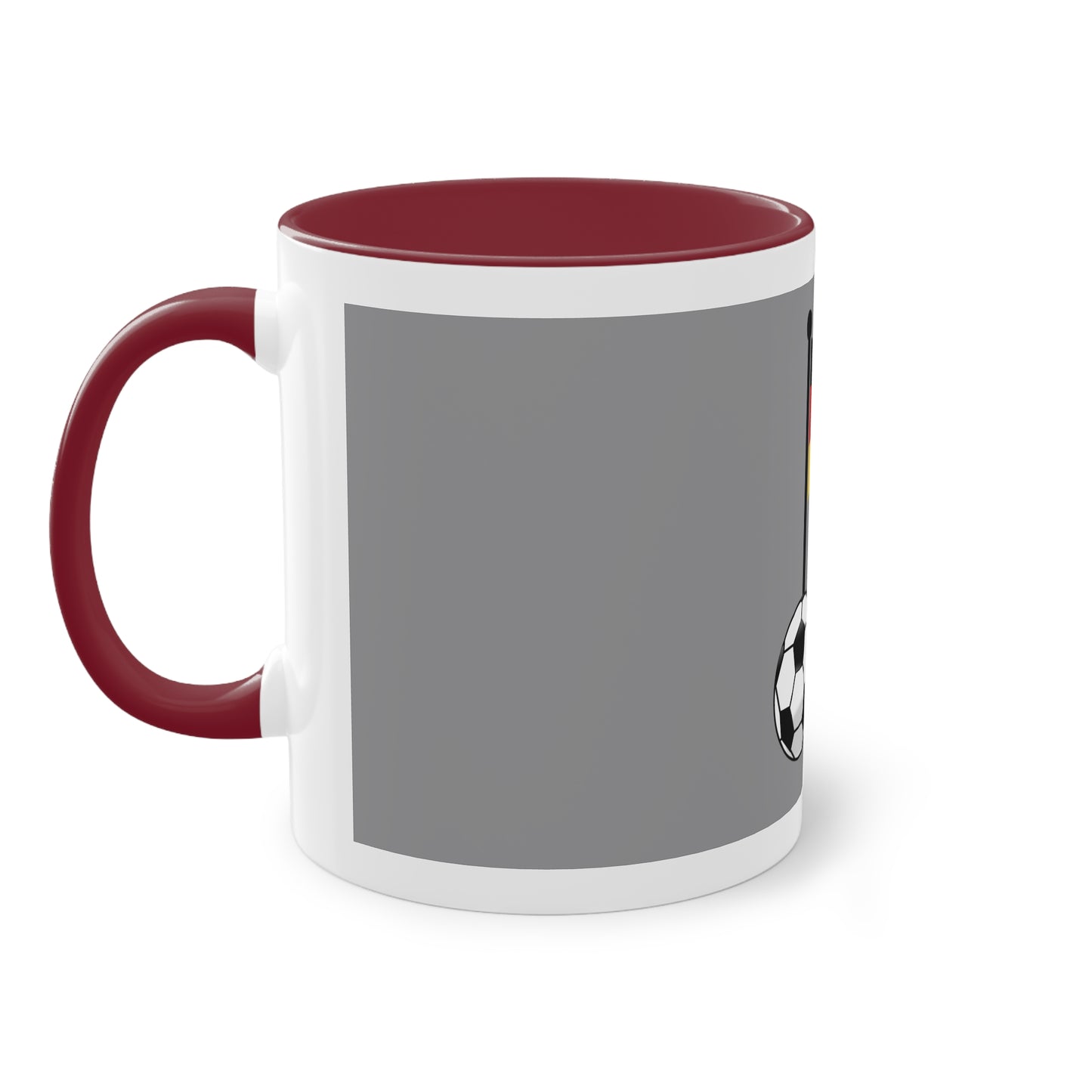 Hochwertige Teetassen mit deutschen Kulturmotiven - Soccer Motiv– Perfekt für den Morgenkaffee, weißer Außenbereich mit mehrfarbigem Innenbereich und Henkel, große; 11 Unzen