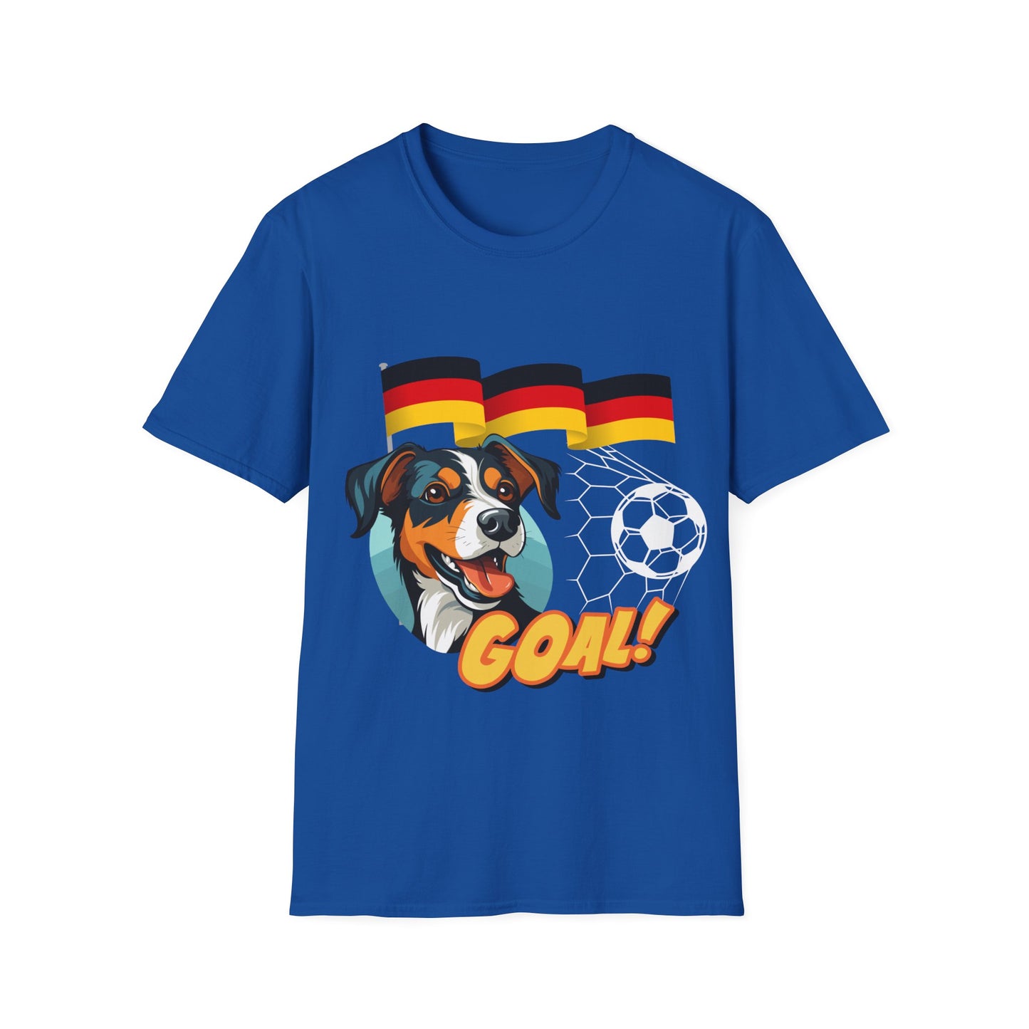 Deutsche Hunde für die Nationalmannschaft - Fußballfan Unisex T-Shirts mit Flaggen und Toren