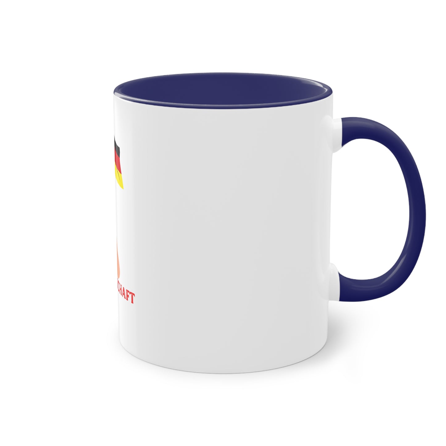 Fans für die Mannschaft, für Deutschland – Perfekt für den Morgenkaffee, weißer Außenbereich mit mehrfarbigem Innenbereich und Henkel, große; 11 Unzen
