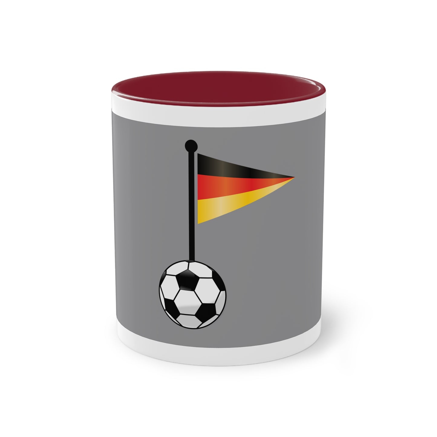 Hochwertige Teetassen mit deutschen Kulturmotiven - Soccer Motiv– Perfekt für den Morgenkaffee, weißer Außenbereich mit mehrfarbigem Innenbereich und Henkel, große; 11 Unzen