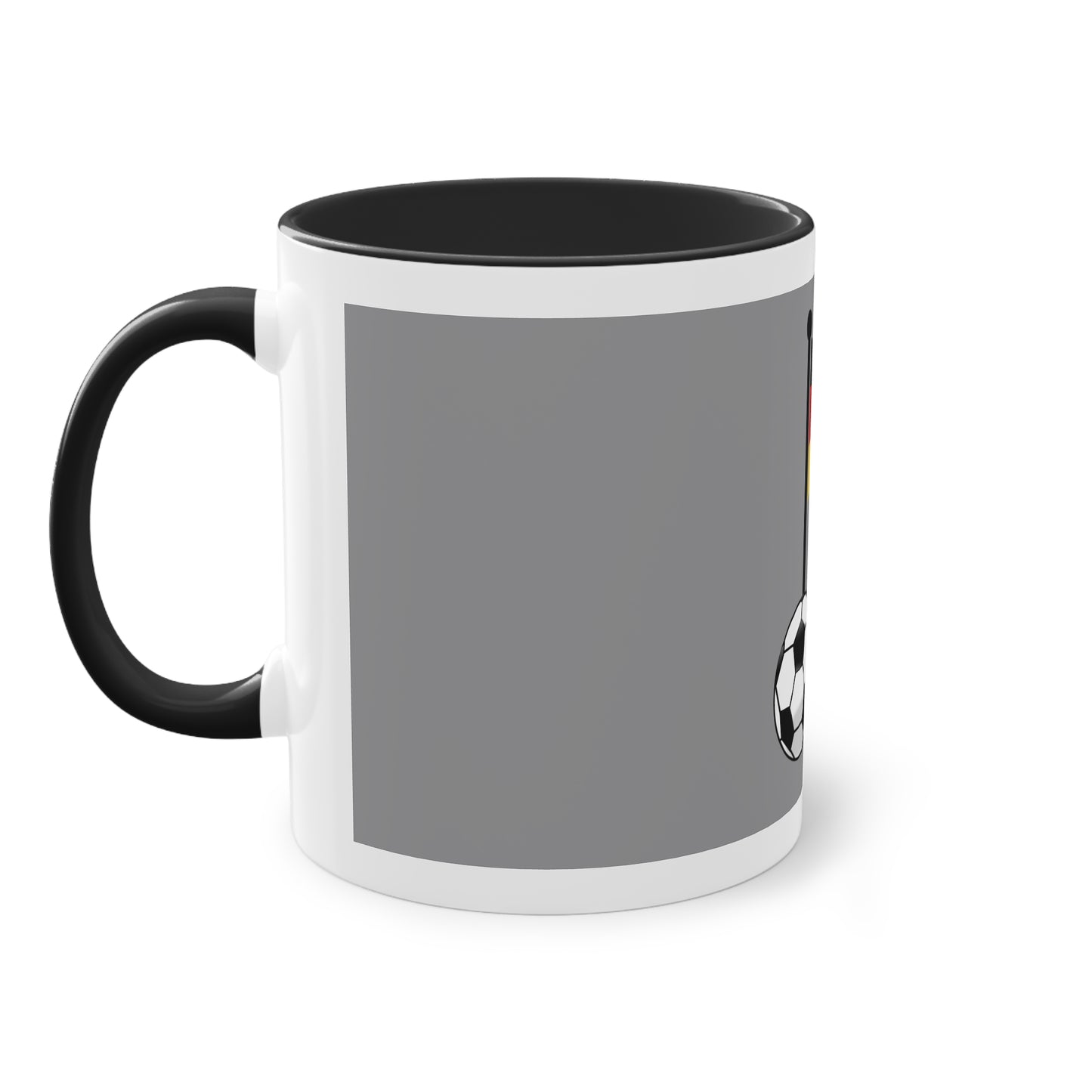 Hochwertige Teetassen mit deutschen Kulturmotiven - Soccer Motiv– Perfekt für den Morgenkaffee, weißer Außenbereich mit mehrfarbigem Innenbereich und Henkel, große; 11 Unzen
