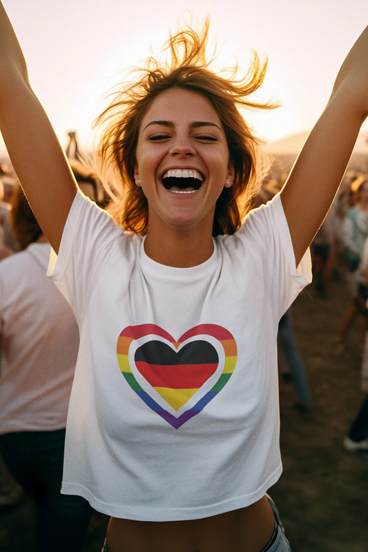 Regenbogenzauber, Einzigartige T-Shirt Designs für alle! Farbenfrohe Eleganz, Bunte Mode mit lebendigen Rainbow-Motiven, Deutsche Liebe